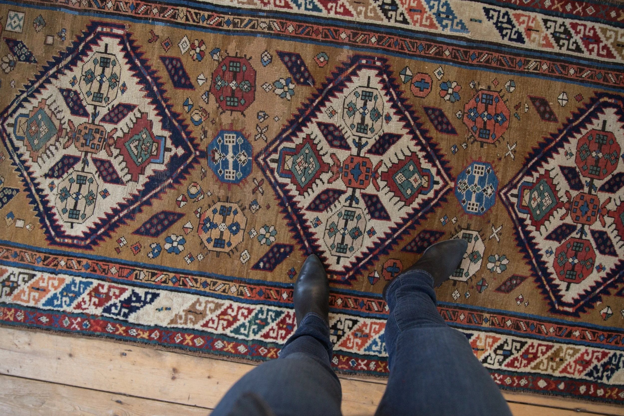 3.5x11.5 Antique Caucasian Rug Runner - Image 2