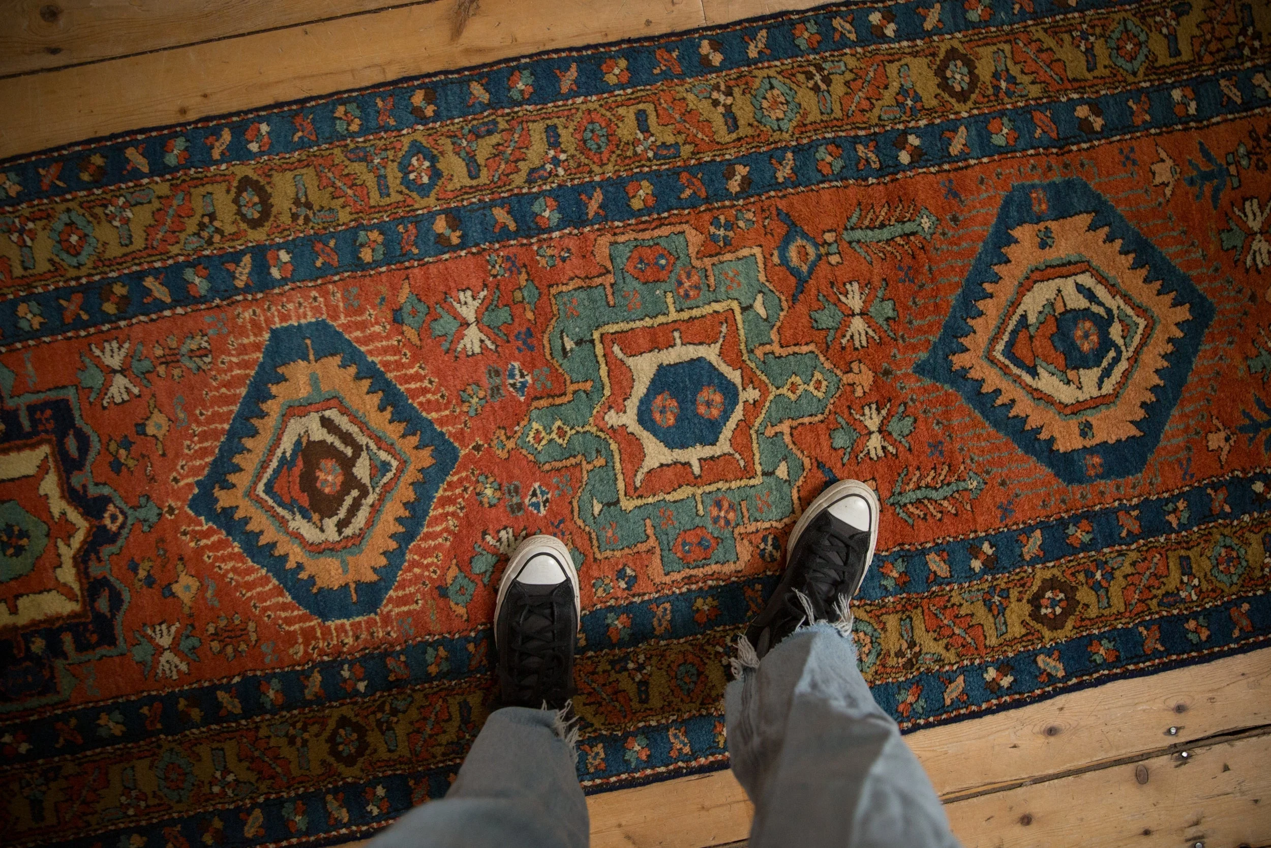 3.5x11.5 Antique Heriz Rug Runner - Image 2