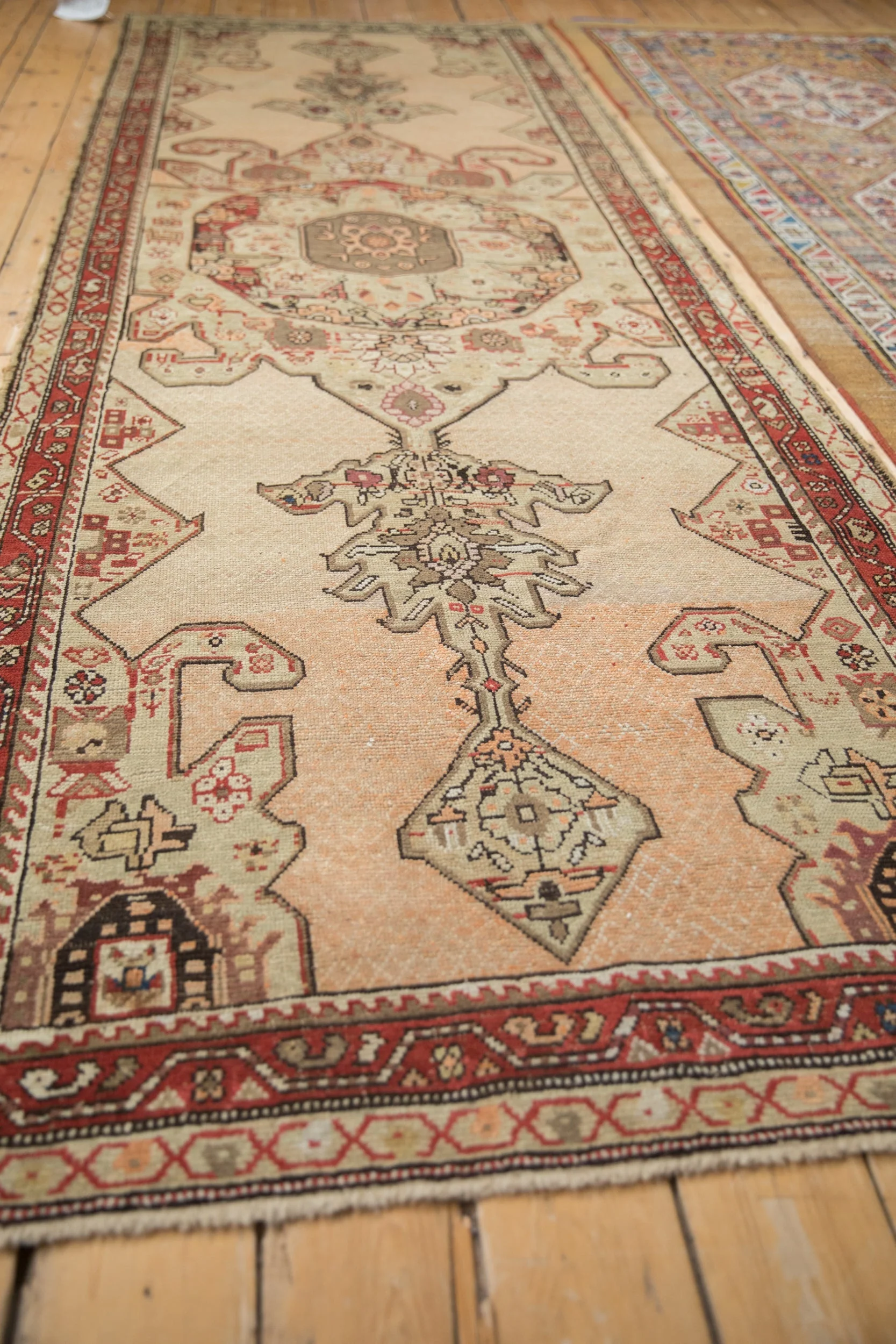 3.5x11 Antique Distressed Karabagh Rug Runner - Image 9