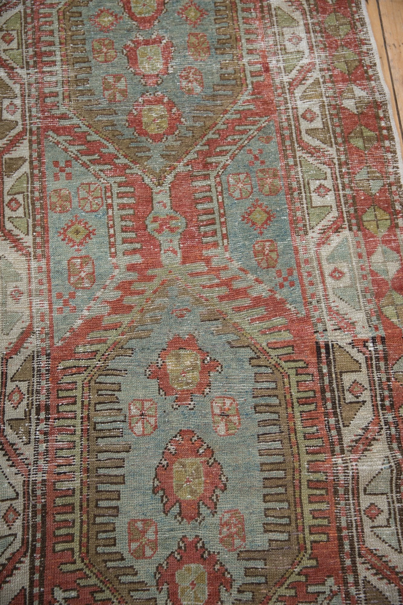 3.5x11 Vintage Distressed Heriz Rug Runner - Image 11