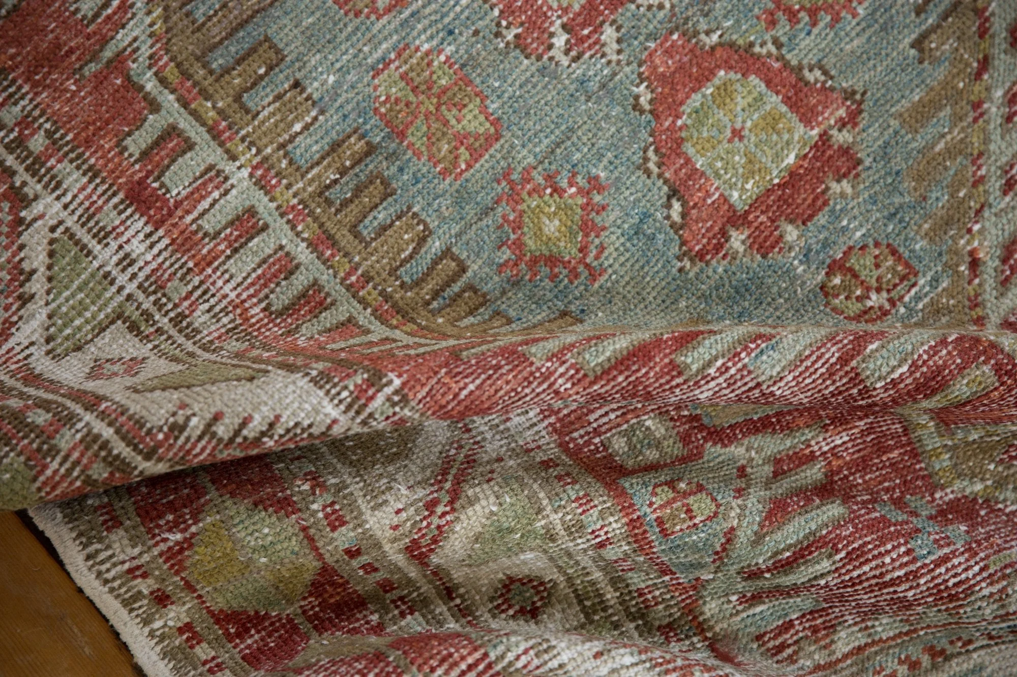 3.5x11 Vintage Distressed Heriz Rug Runner - Image 13