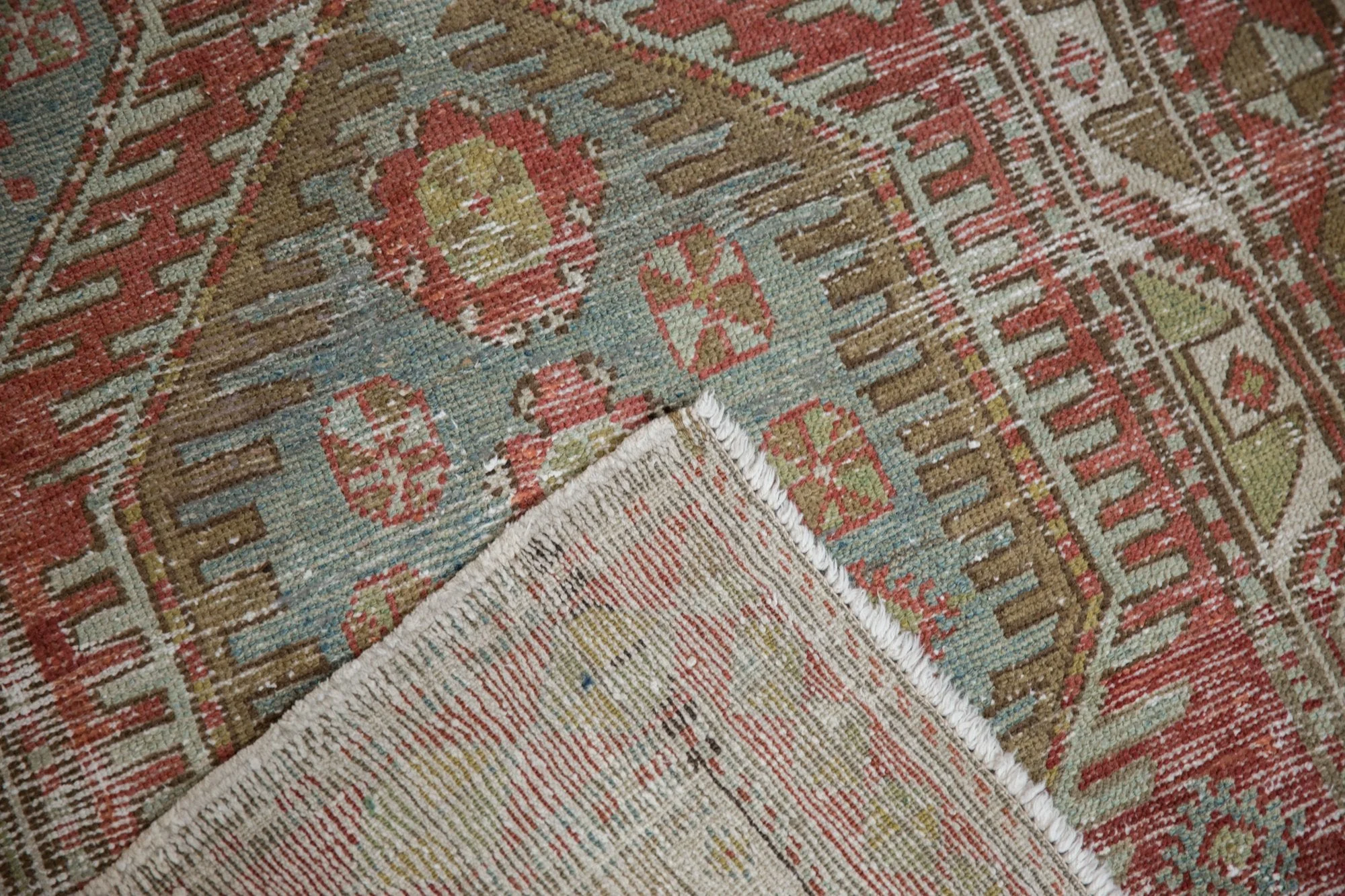 3.5x11 Vintage Distressed Heriz Rug Runner - Image 14
