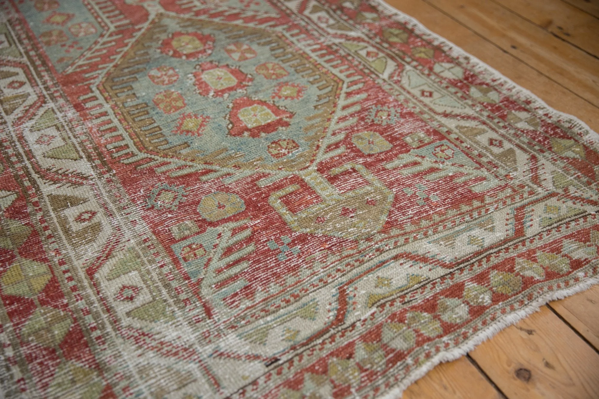 3.5x11 Vintage Distressed Heriz Rug Runner - Image 4