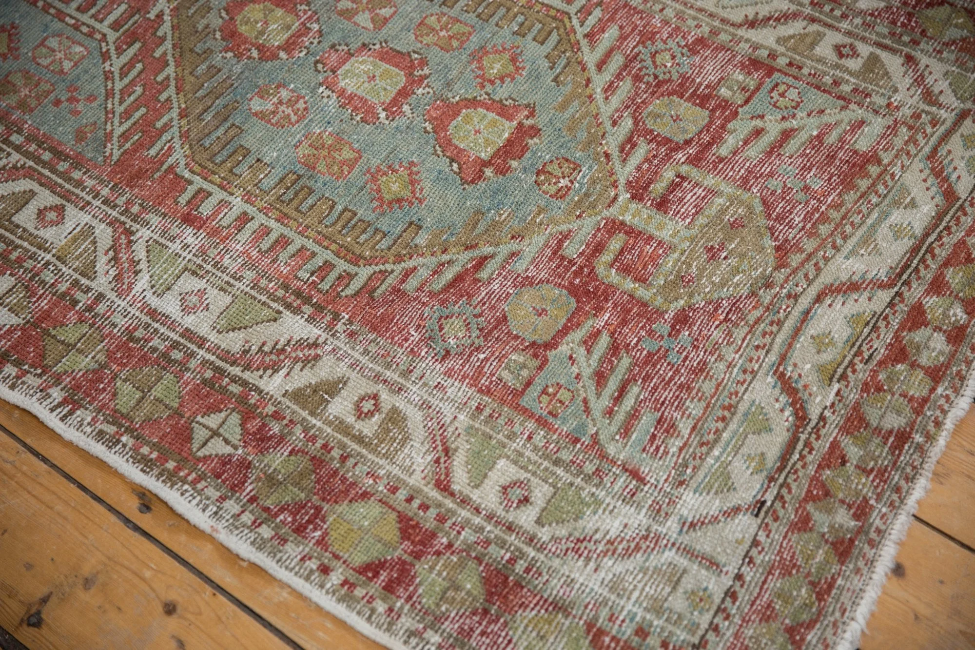 3.5x11 Vintage Distressed Heriz Rug Runner - Image 6