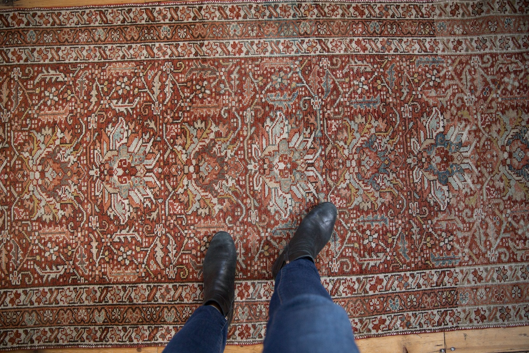 3.5x11 Vintage Distressed Karaja Rug Runner - Image 2