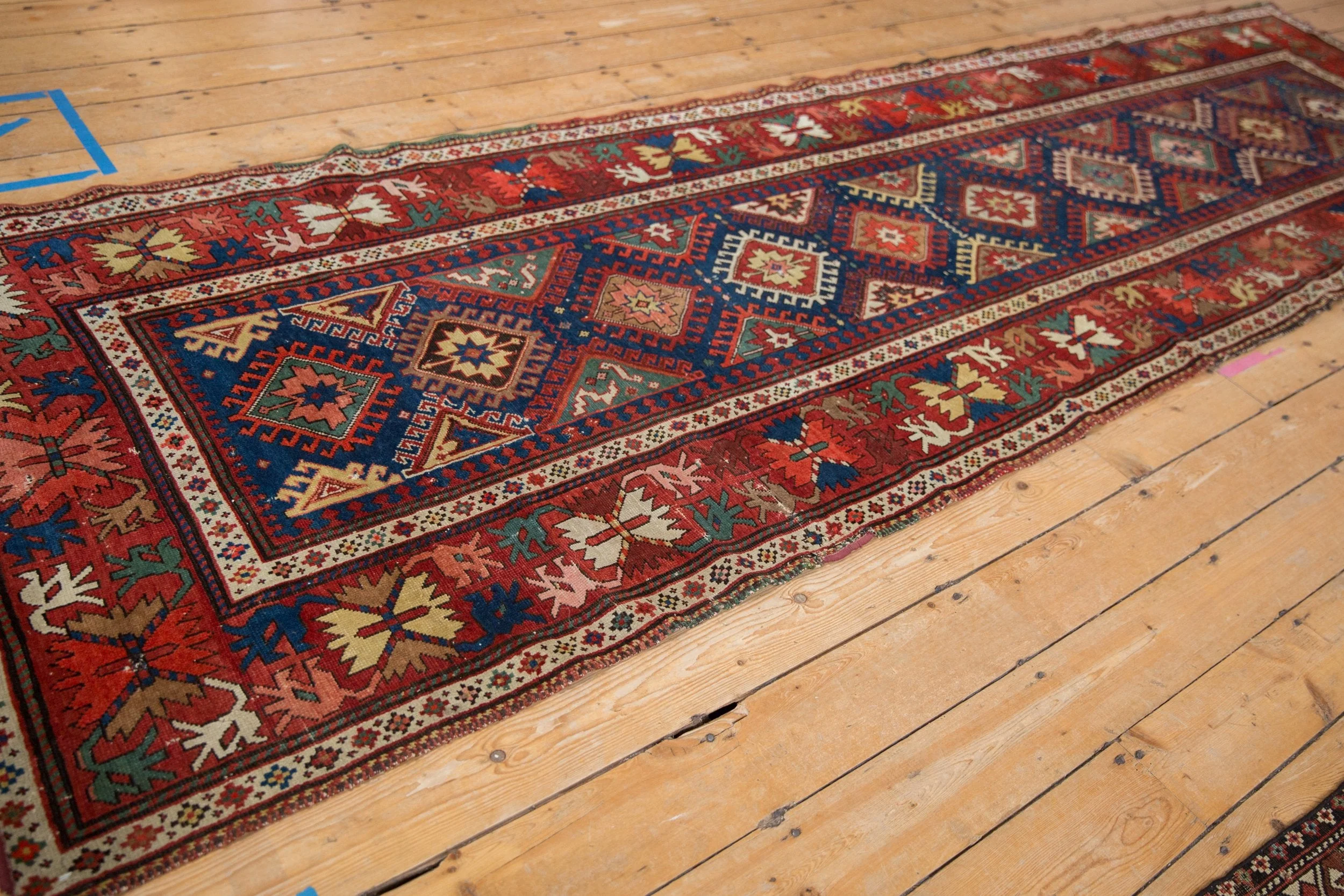 3.5x12.5 Antique Caucasian Rug Runner - Image 12