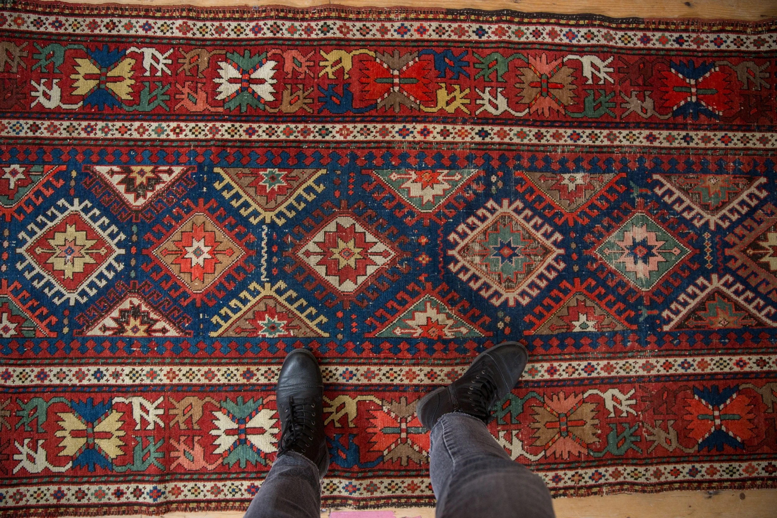 3.5x12.5 Antique Caucasian Rug Runner - Image 2