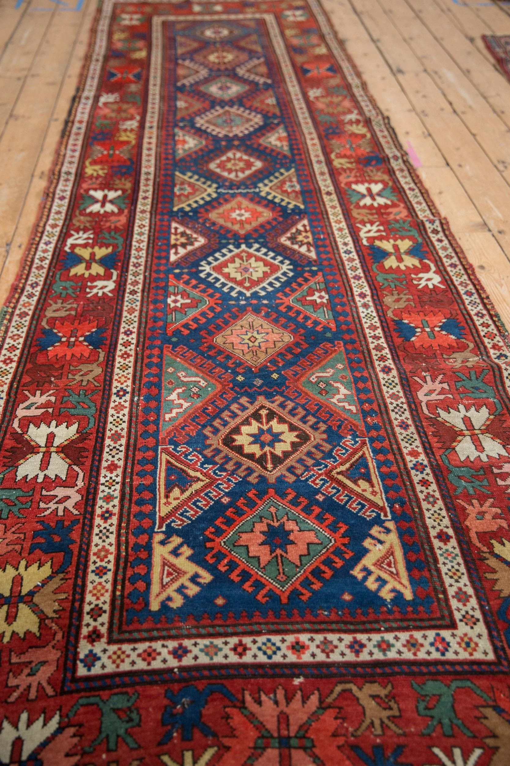 3.5x12.5 Antique Caucasian Rug Runner - Image 6