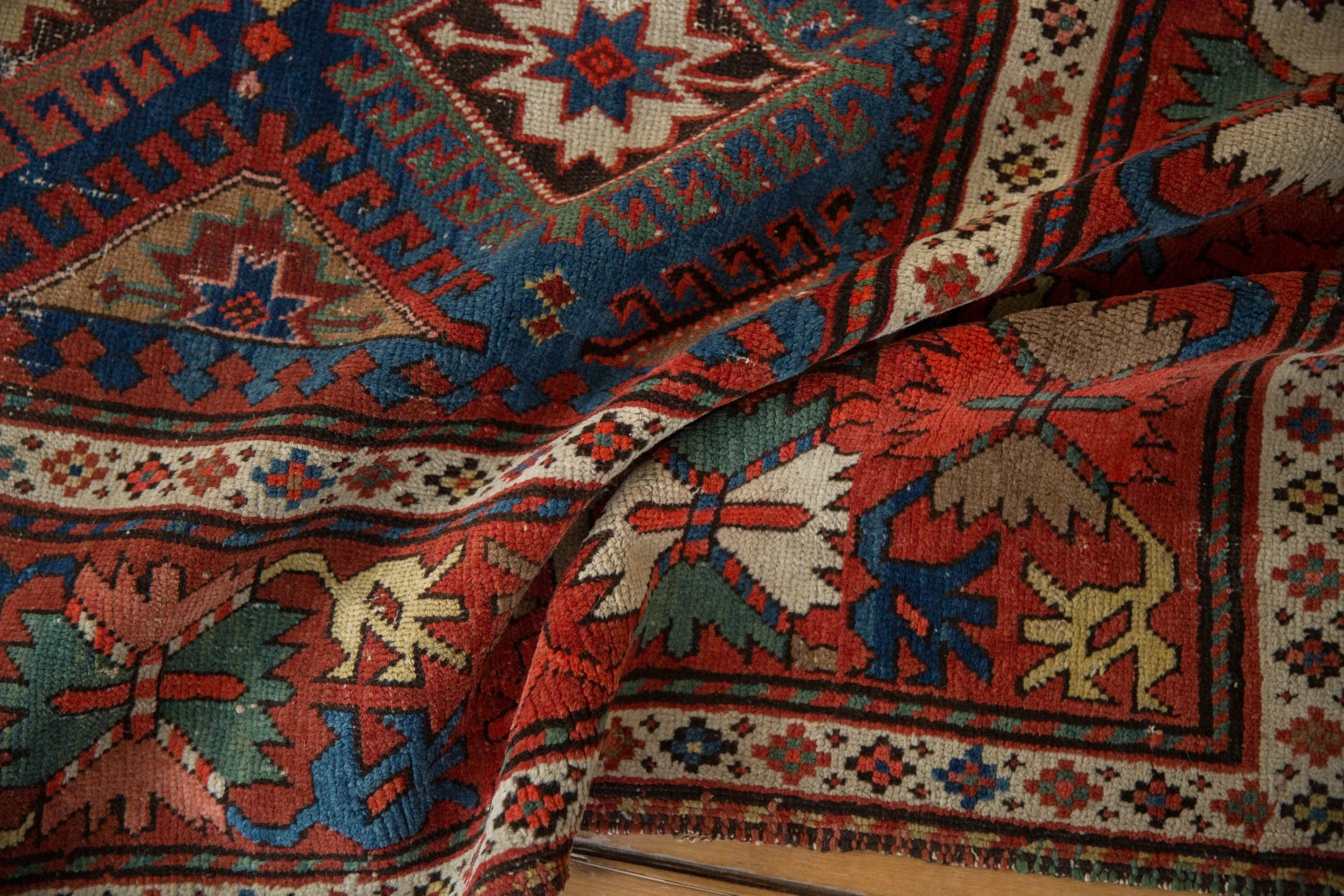 3.5x12.5 Antique Caucasian Rug Runner - Image 9