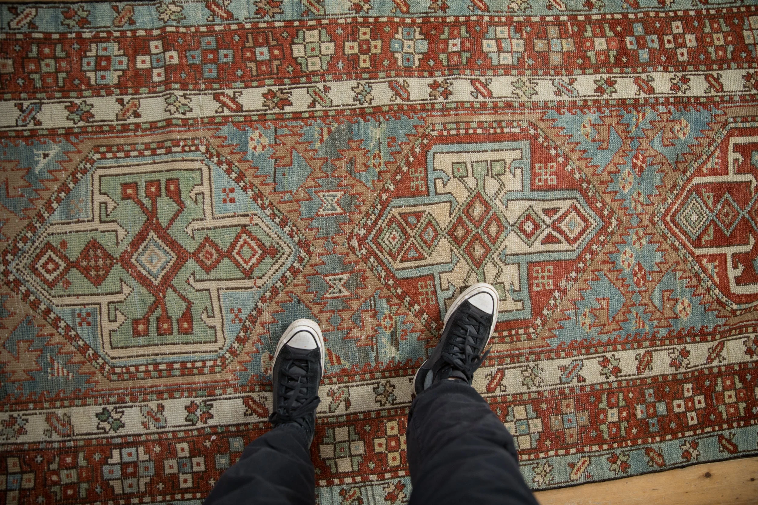 3.5x12.5 Vintage Distressed Karaja Rug Runner - Image 2