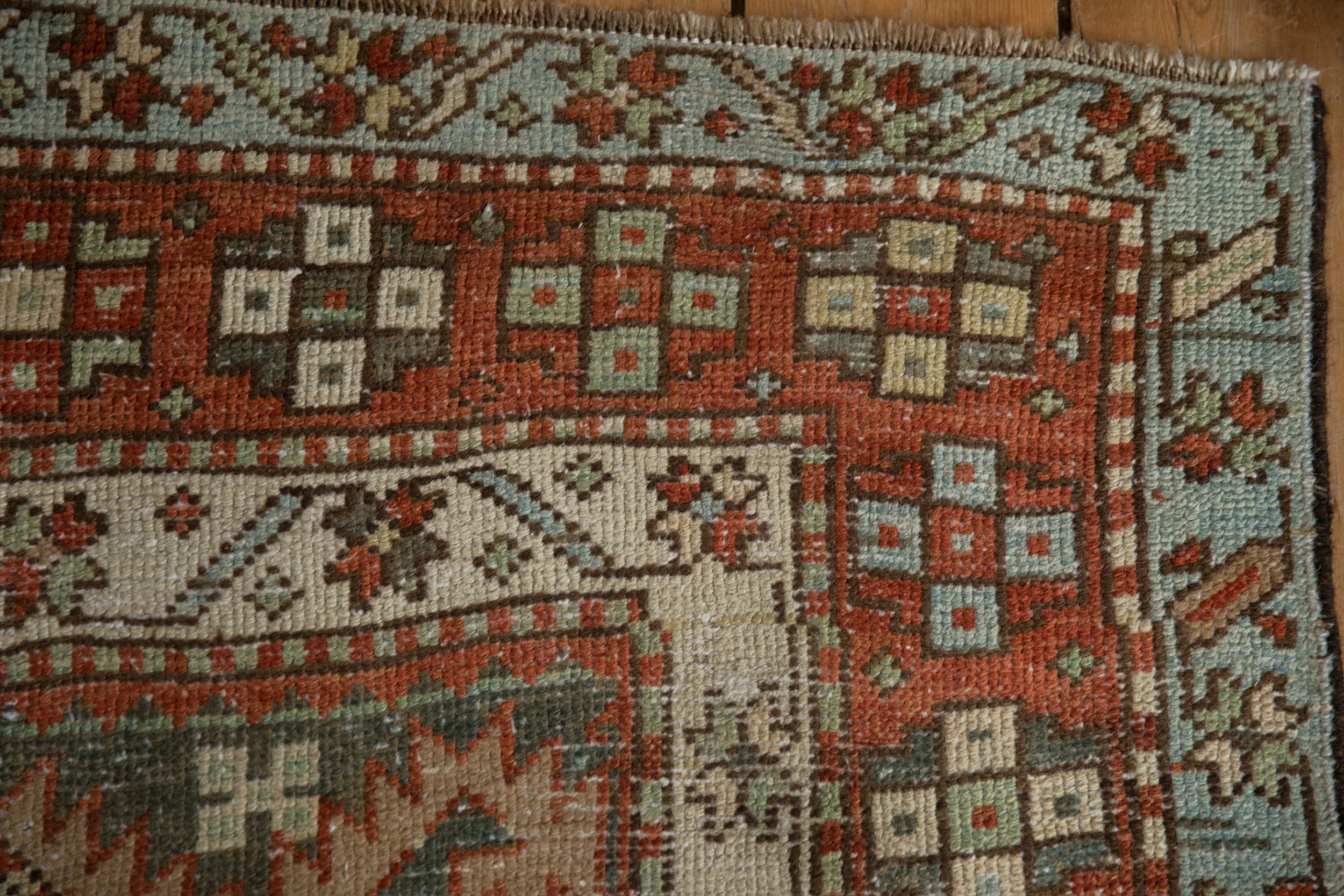 3.5x12.5 Vintage Distressed Karaja Rug Runner - Image 3