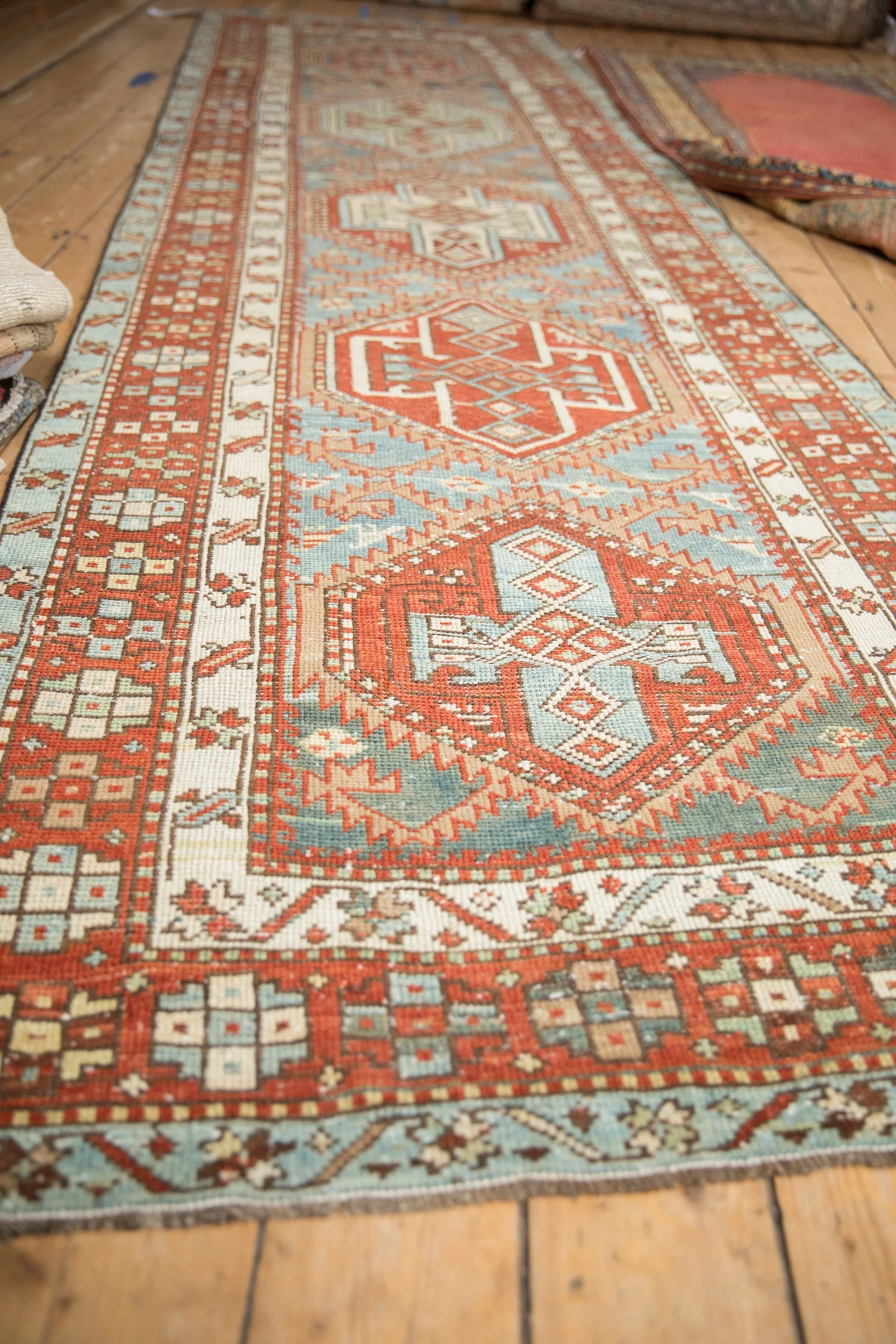 3.5x12.5 Vintage Distressed Karaja Rug Runner - Image 4