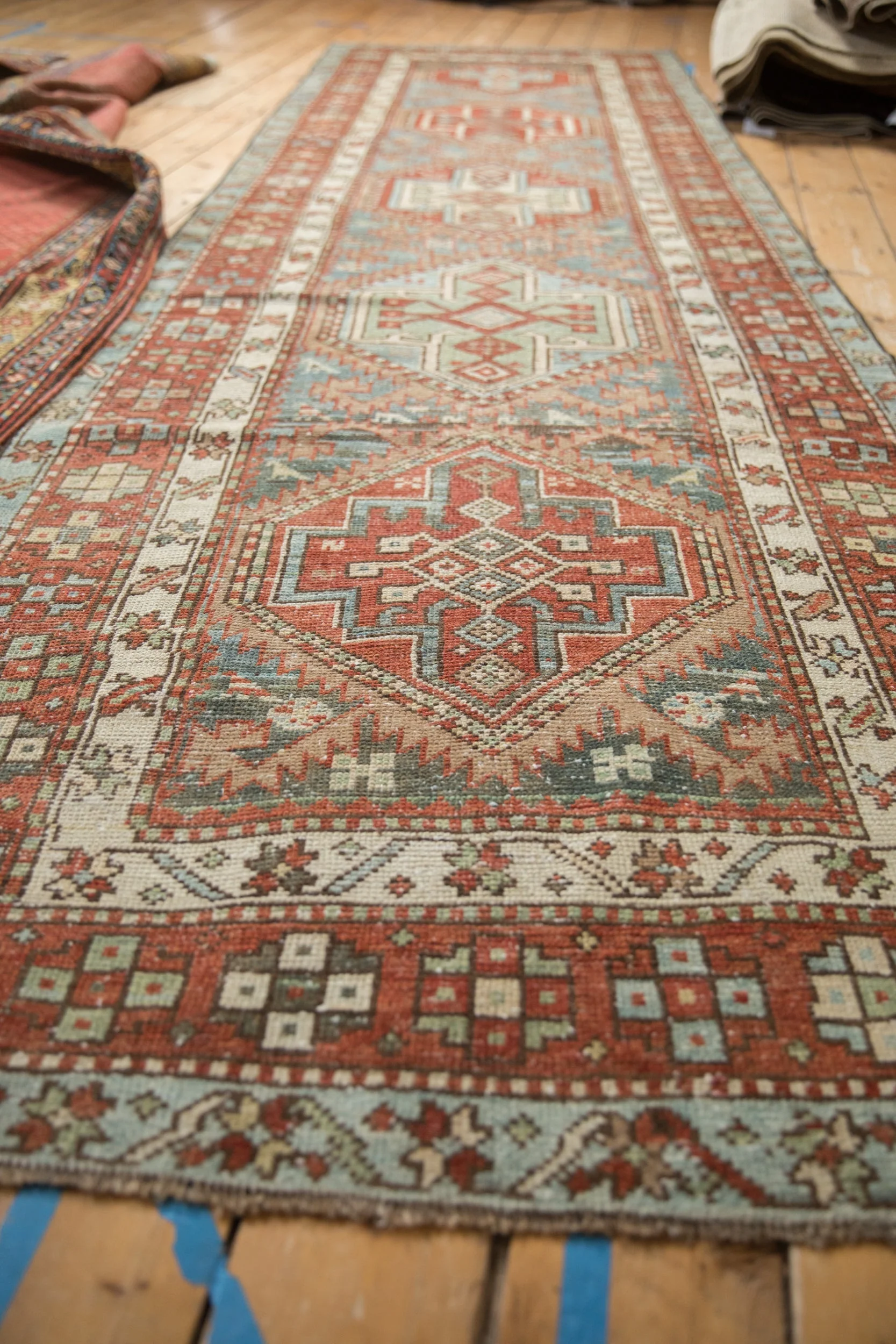 3.5x12.5 Vintage Distressed Karaja Rug Runner - Image 6