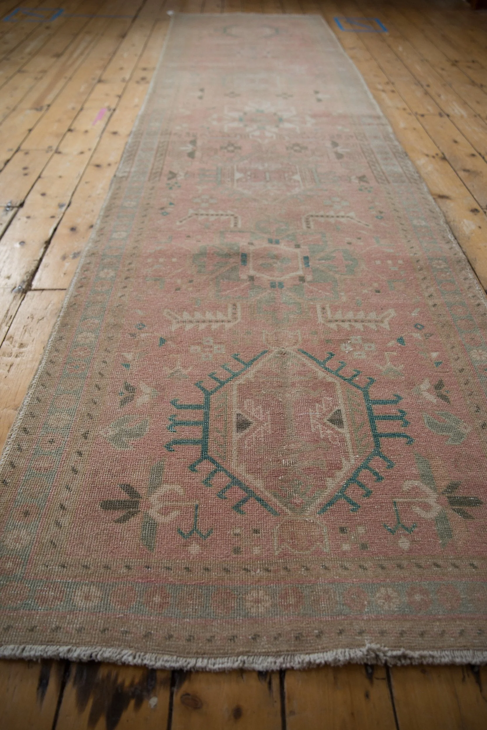 3.5x12.5 Vintage Distressed Karaja Rug Runner - Image 12