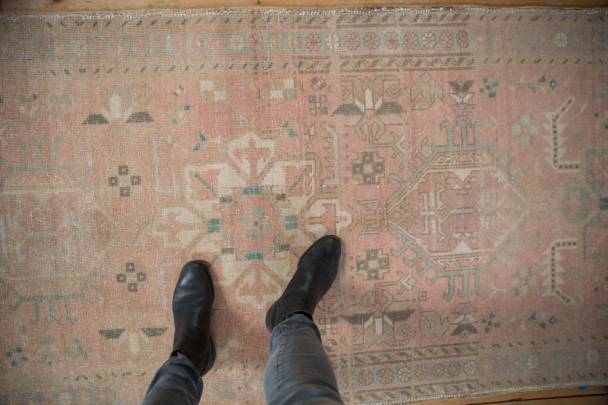 3.5x12.5 Vintage Distressed Karaja Rug Runner - Image 2