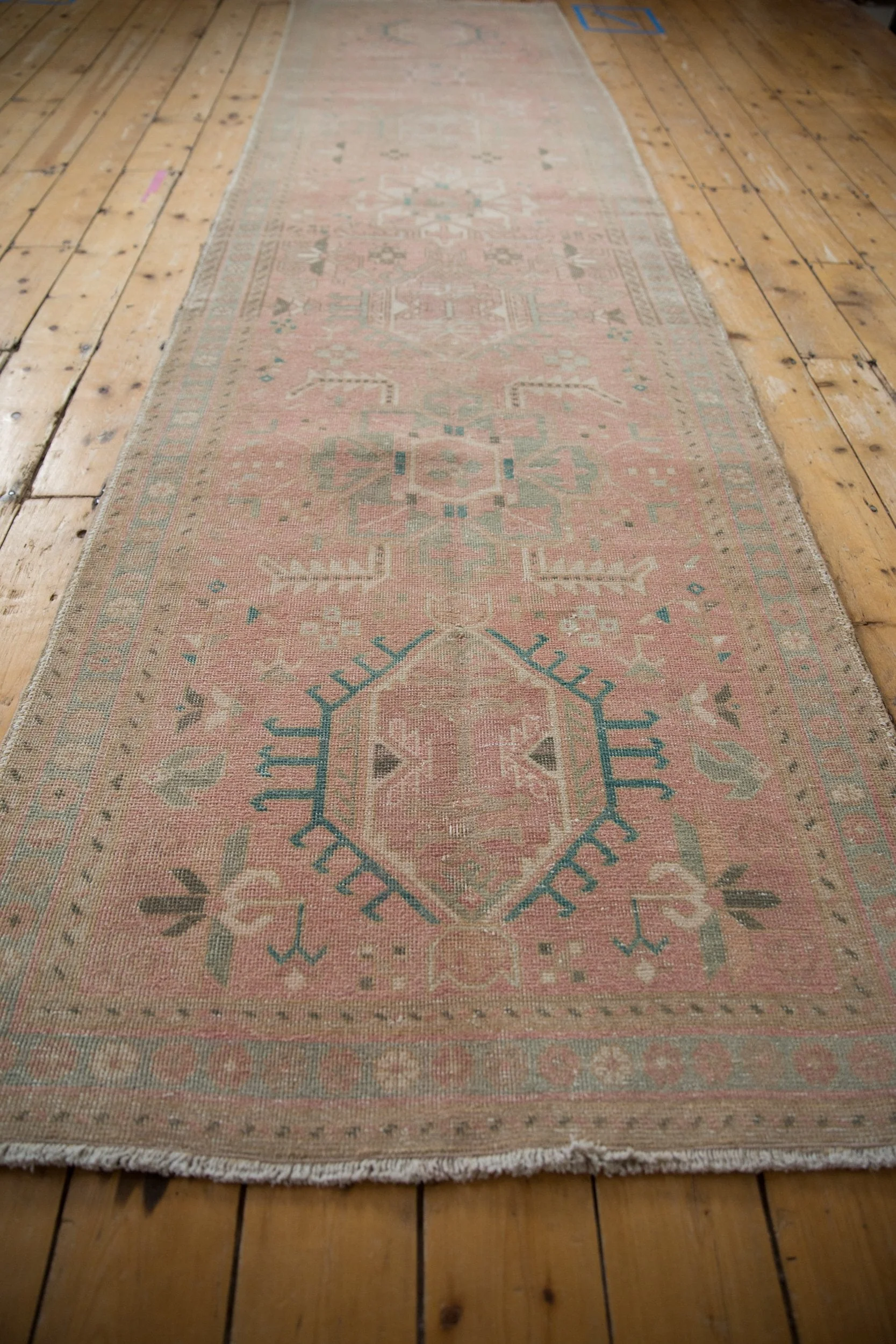 3.5x12.5 Vintage Distressed Karaja Rug Runner - Image 3