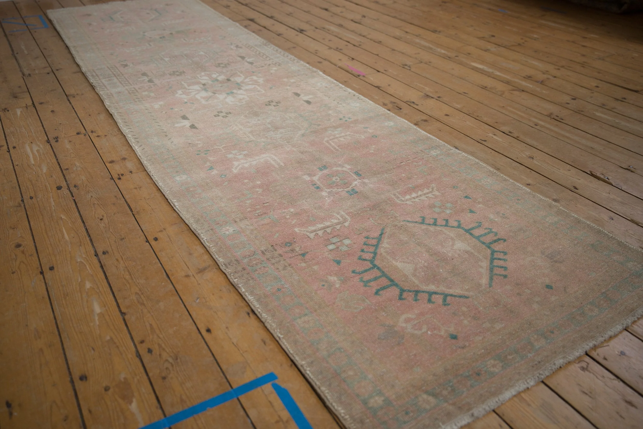 3.5x12.5 Vintage Distressed Karaja Rug Runner - Image 6