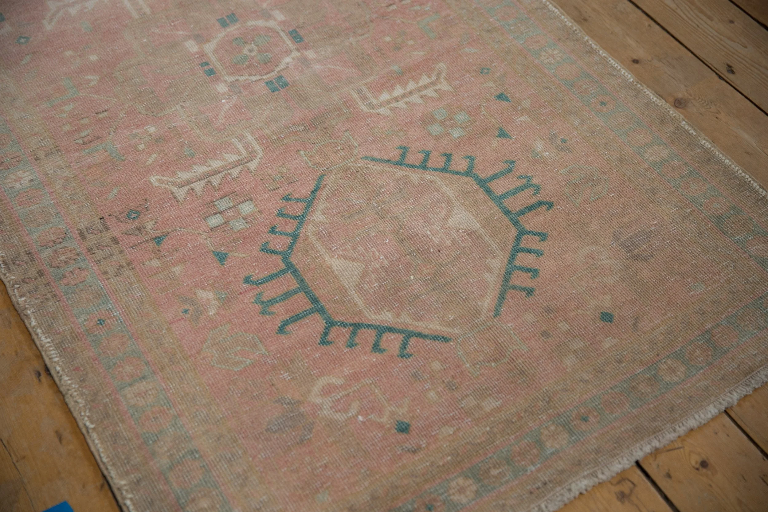 3.5x12.5 Vintage Distressed Karaja Rug Runner - Image 7