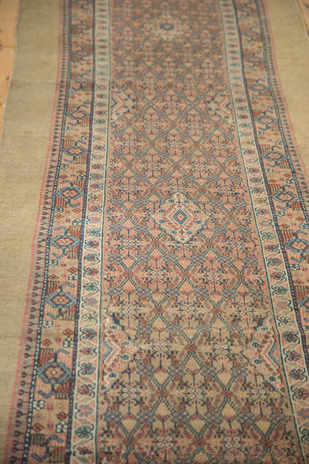 3.5x13.5 Antique Camel Hair Serab Rug Runner - Image 9