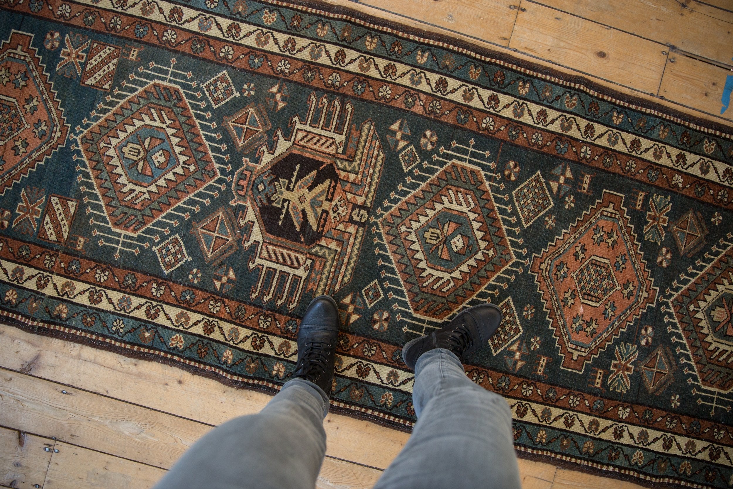 3.5x13.5 Vintage Karaja Rug Runner - Image 2