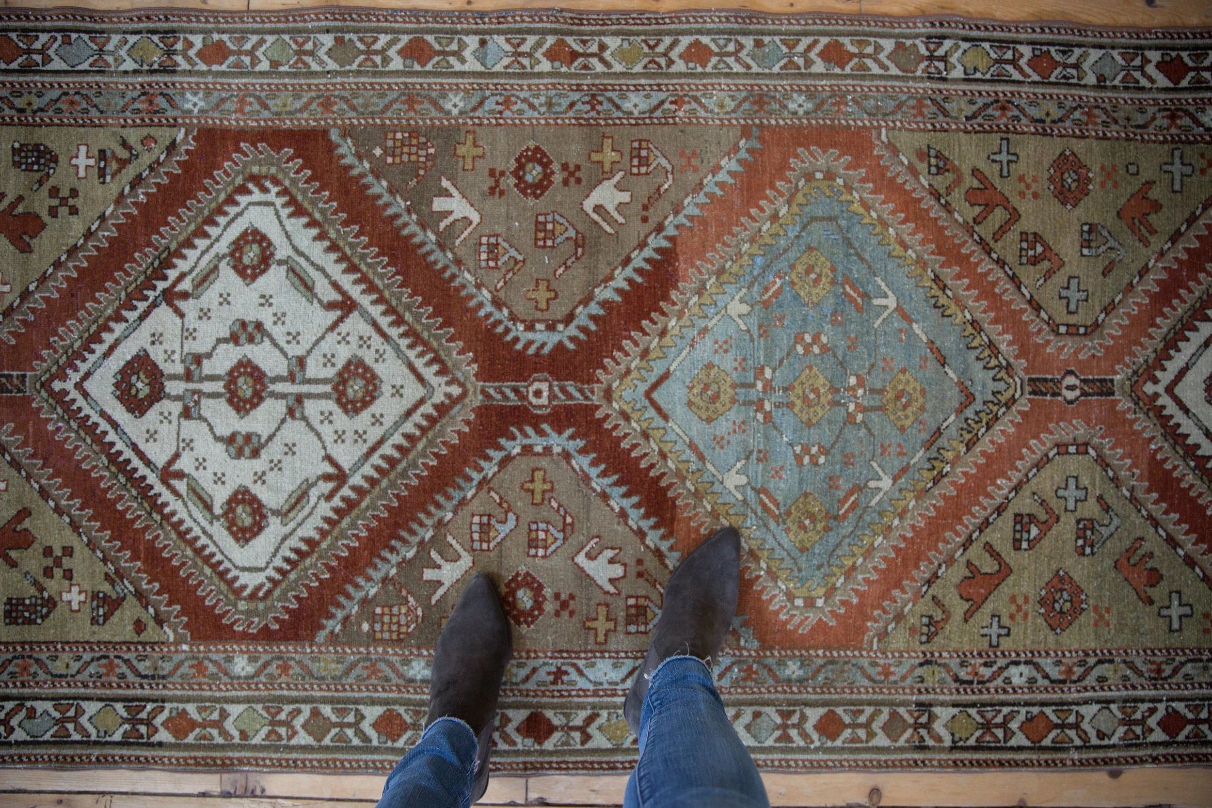3.5x13 Vintage Distressed Malayer Rug Runner - Image 2