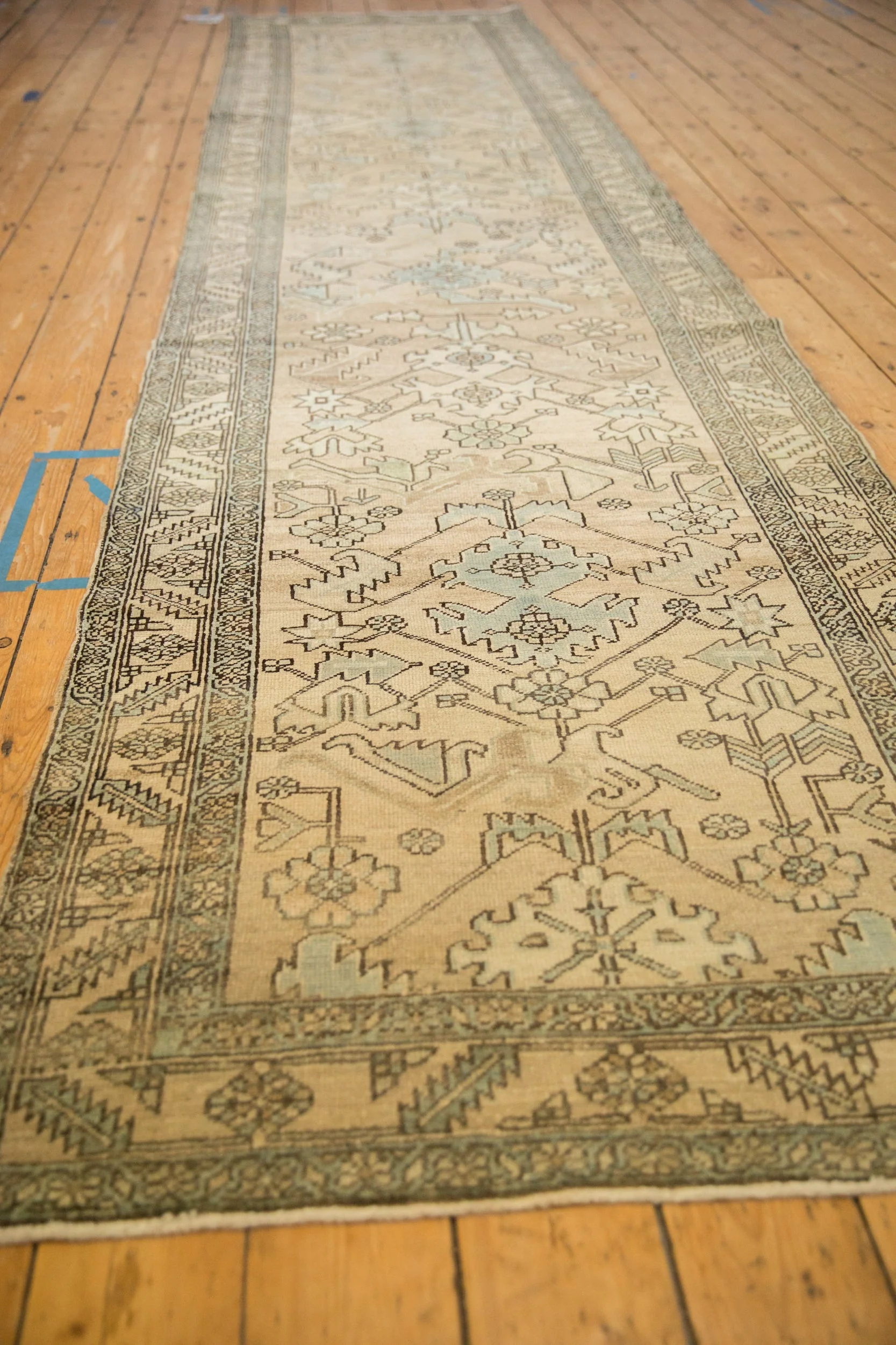 3.5x14.5 Vintage Distressed Heriz Rug Runner - Image 5