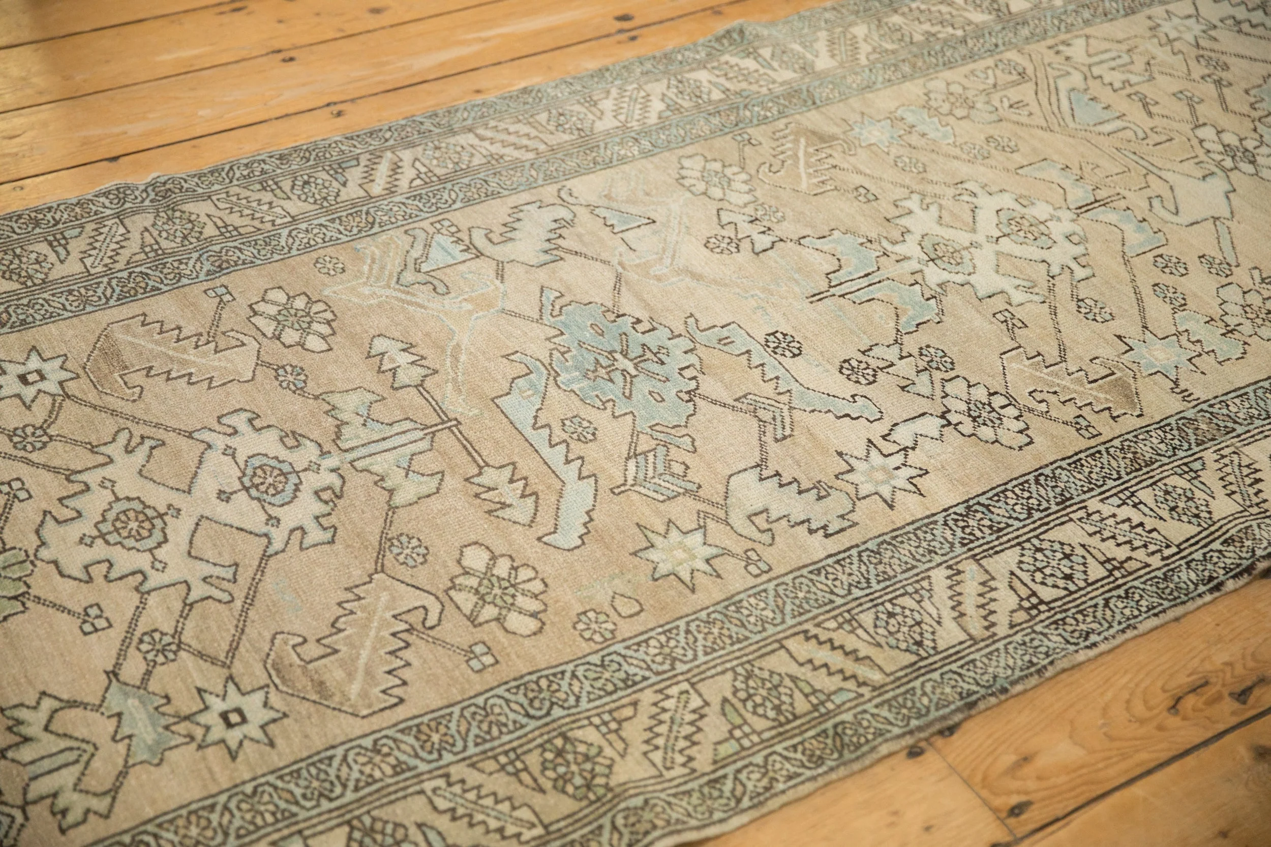3.5x14.5 Vintage Distressed Heriz Rug Runner - Image 7