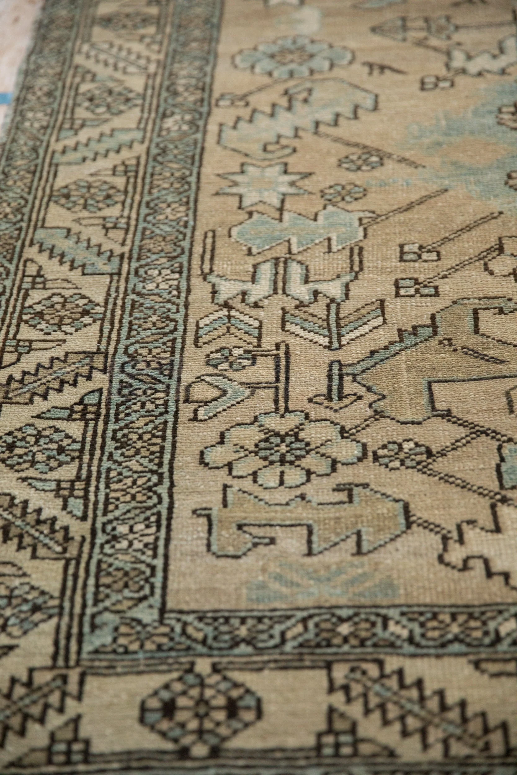 3.5x14.5 Vintage Distressed Heriz Rug Runner - Image 9