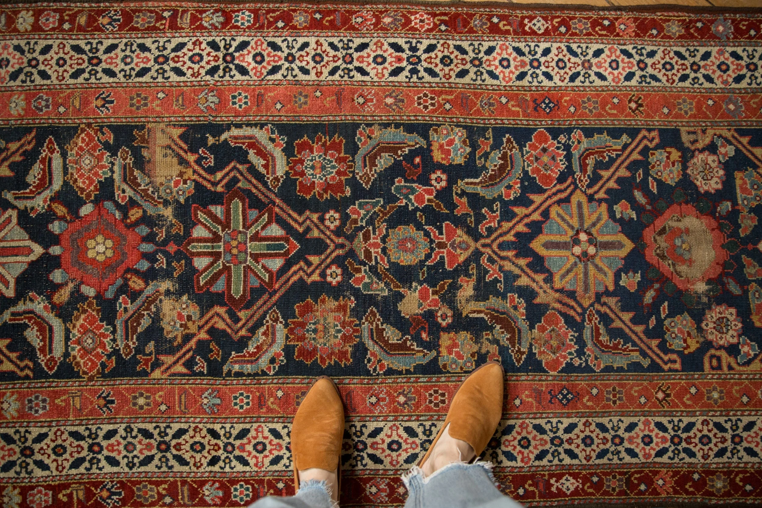 3.5x15.5 Antique Fine Malayer Rug Runner - Image 2