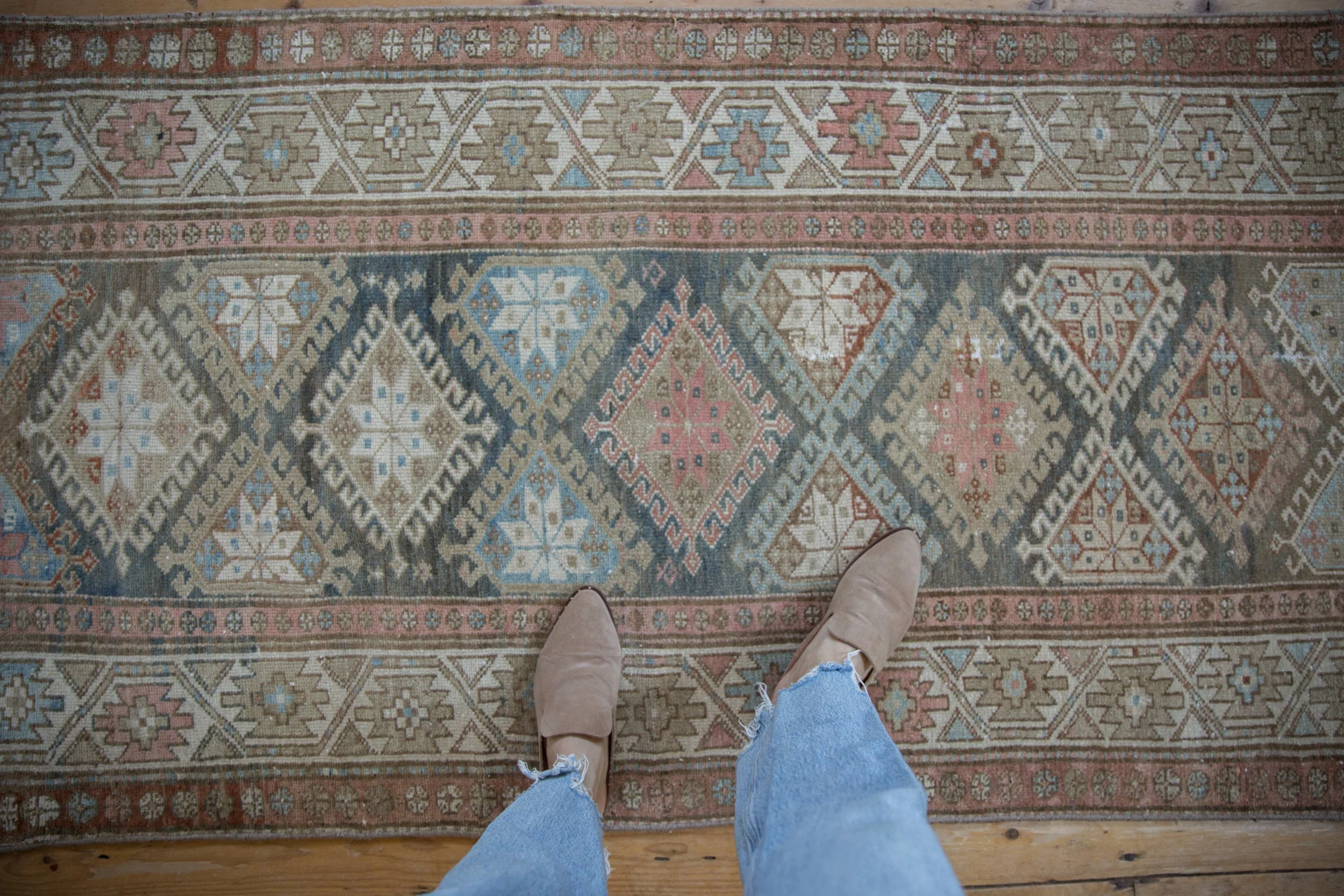 3.5x15.5 Vintage Distressed Hamadan Rug Runner - Image 2