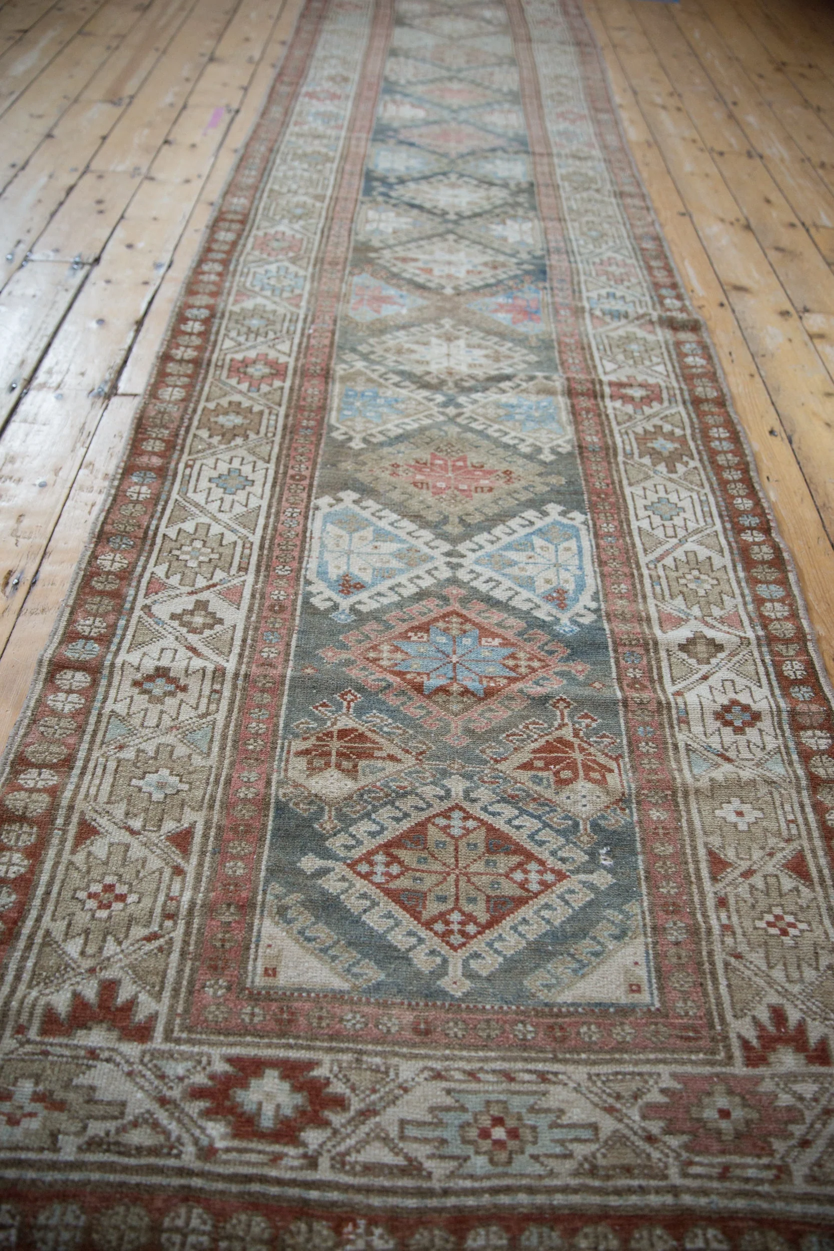 3.5x15.5 Vintage Distressed Hamadan Rug Runner - Image 6