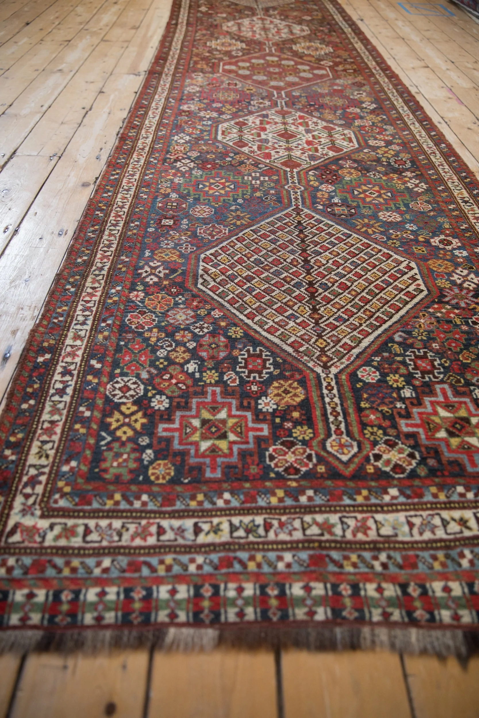 3.5x15 Antique Qashqai Rug Runner - Image 11