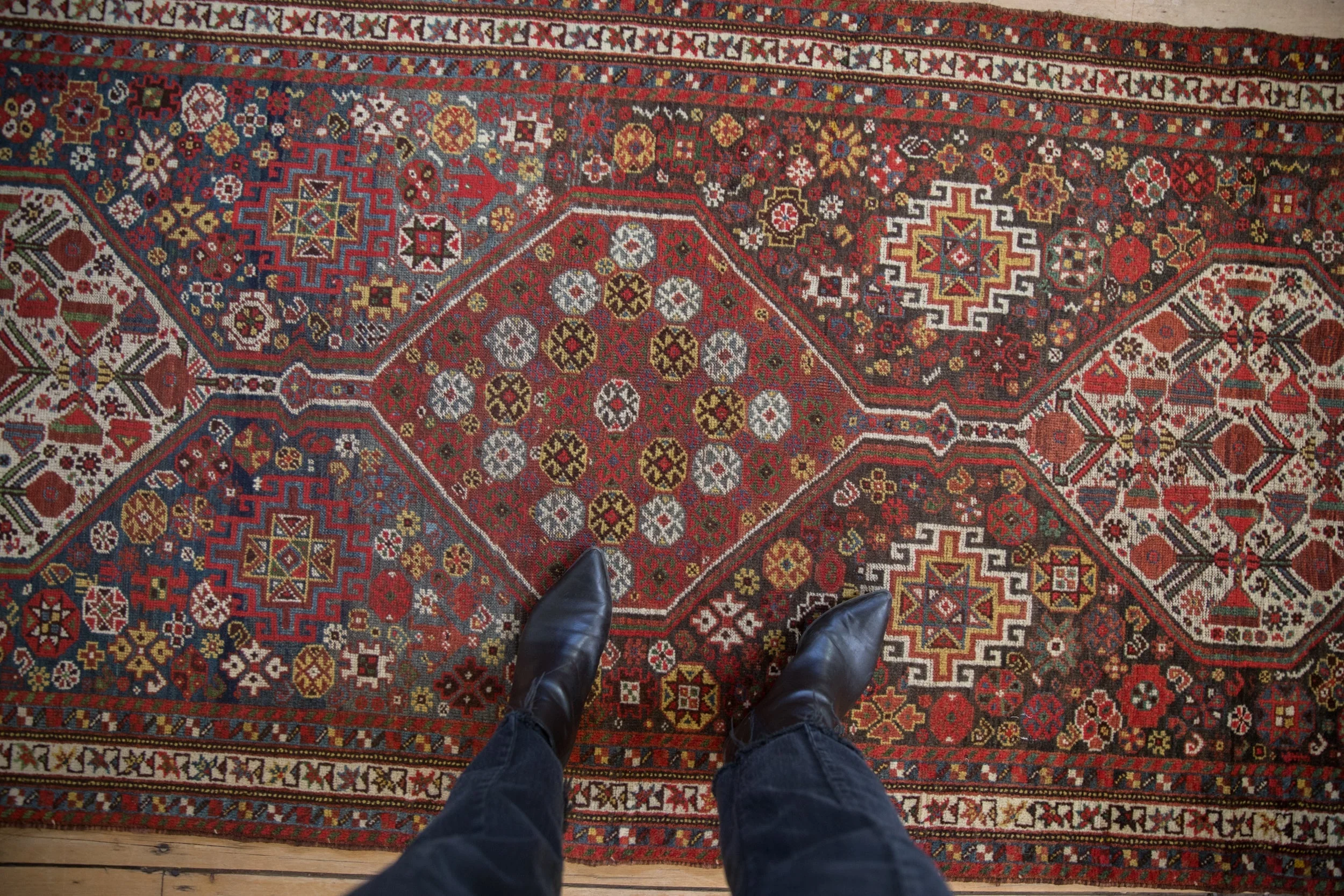 3.5x15 Antique Qashqai Rug Runner - Image 2