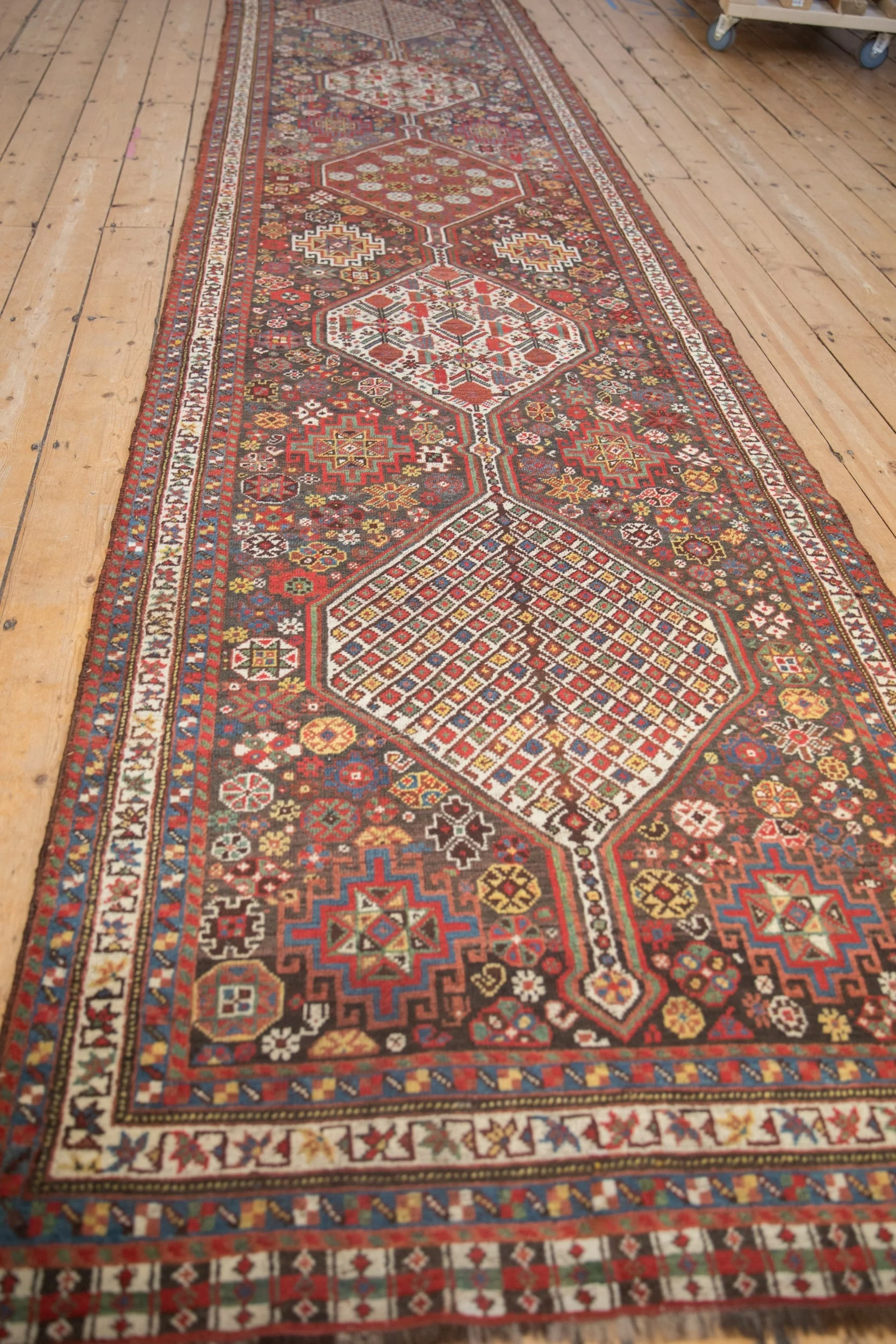 3.5x15 Antique Qashqai Rug Runner - Image 4