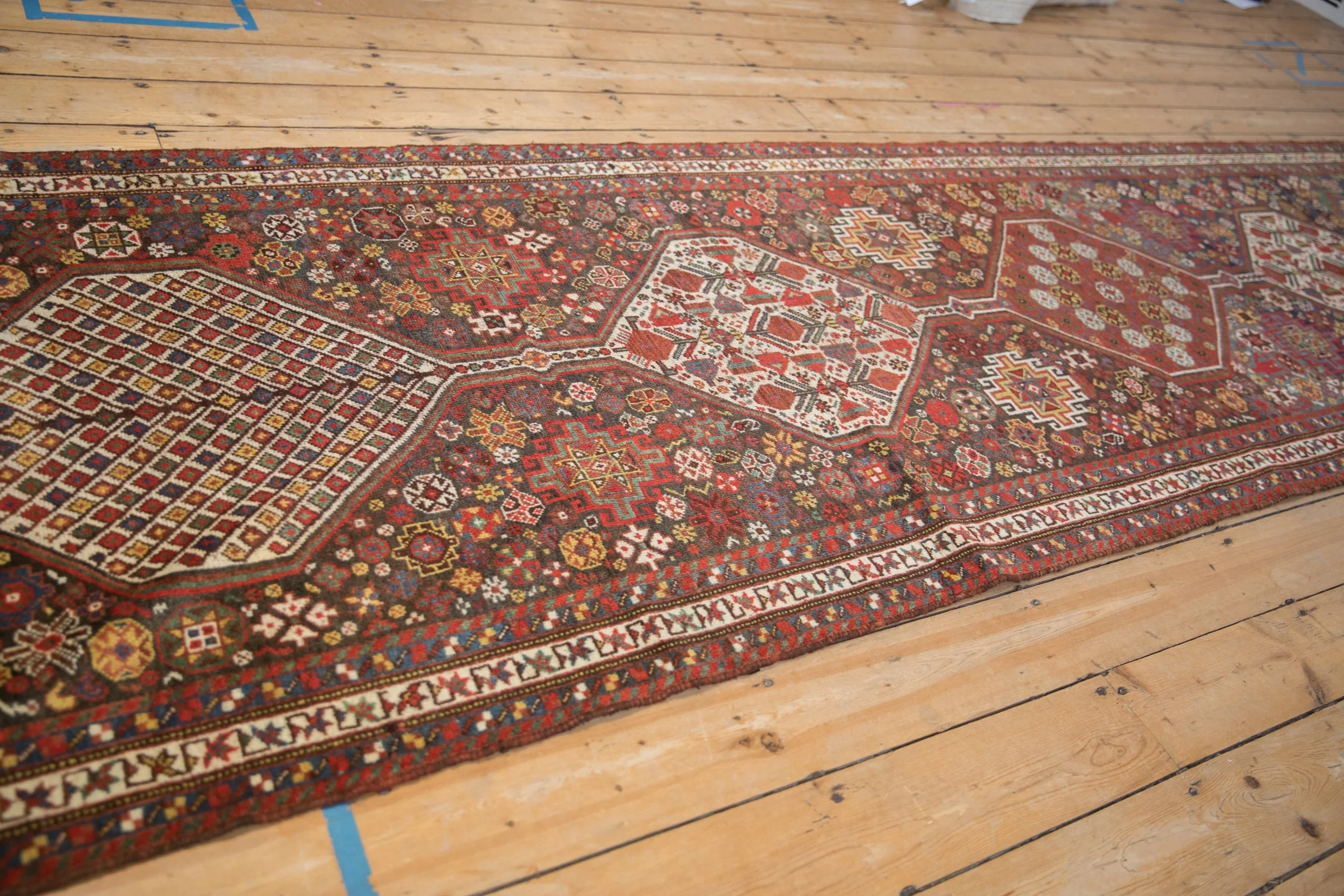 3.5x15 Antique Qashqai Rug Runner - Image 7