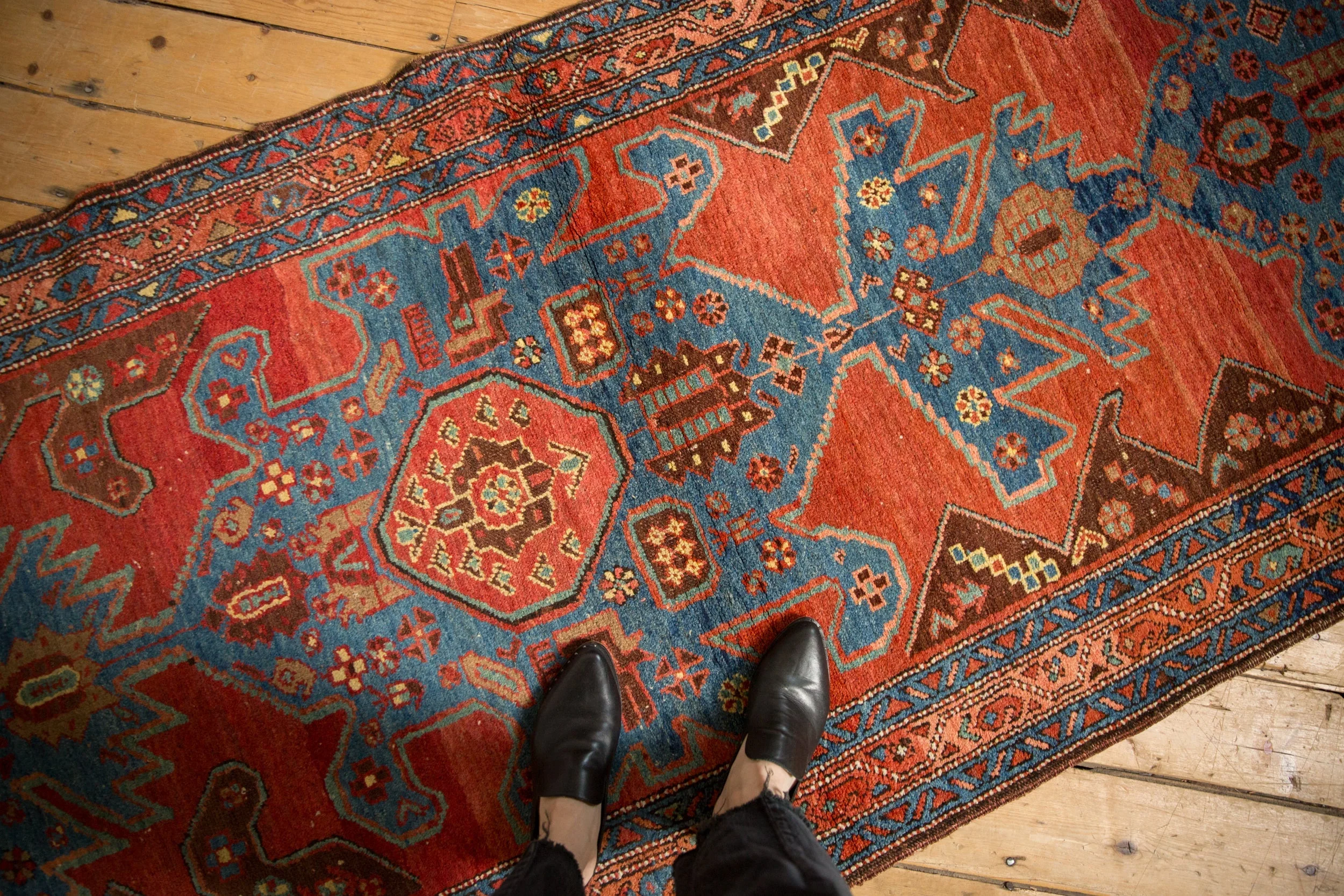3.5x16.5 Antique Heriz Rug Runner - Image 2