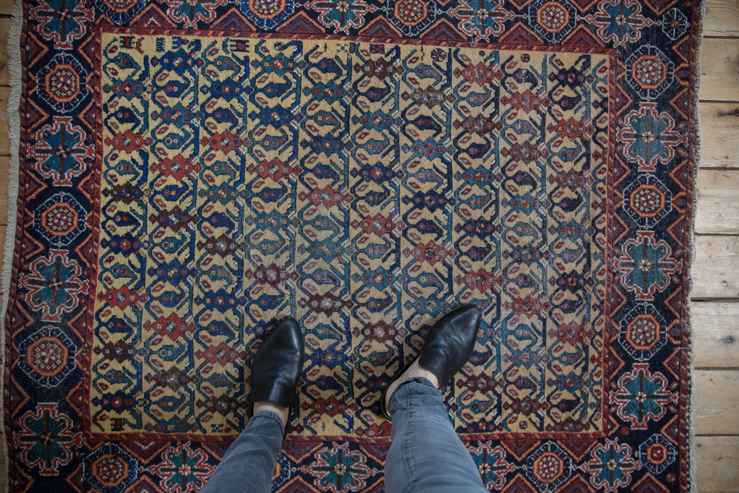 3.5x4.5 Antique Afshar Square Rug - Image 2