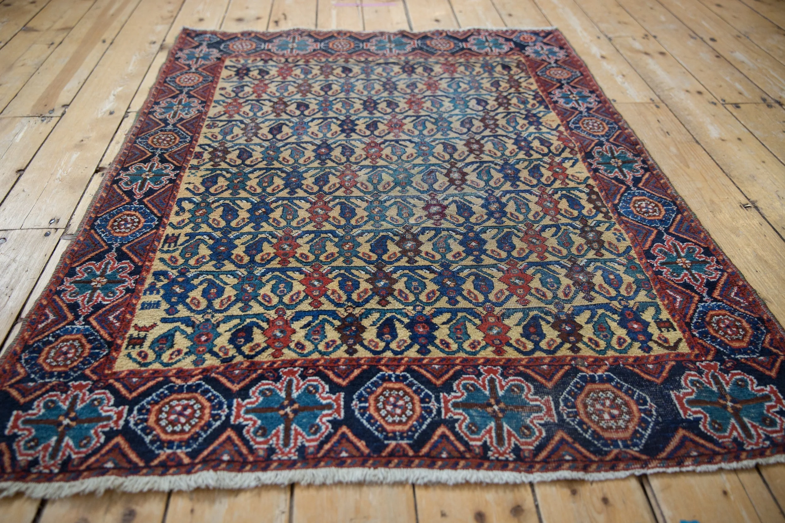 3.5x4.5 Antique Afshar Square Rug - Image 6
