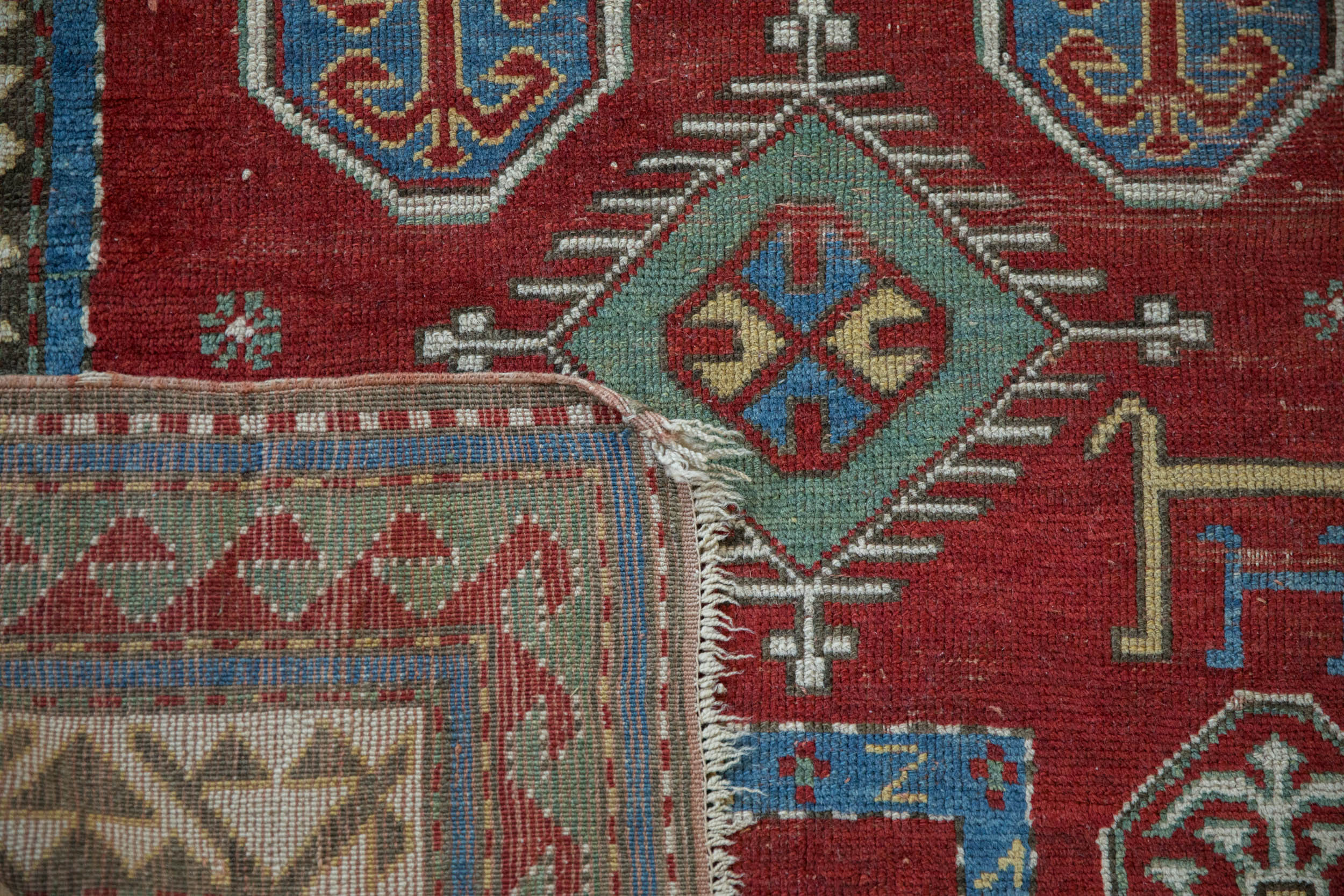3.5x4.5 Antique Kazak Square Rug - Image 10