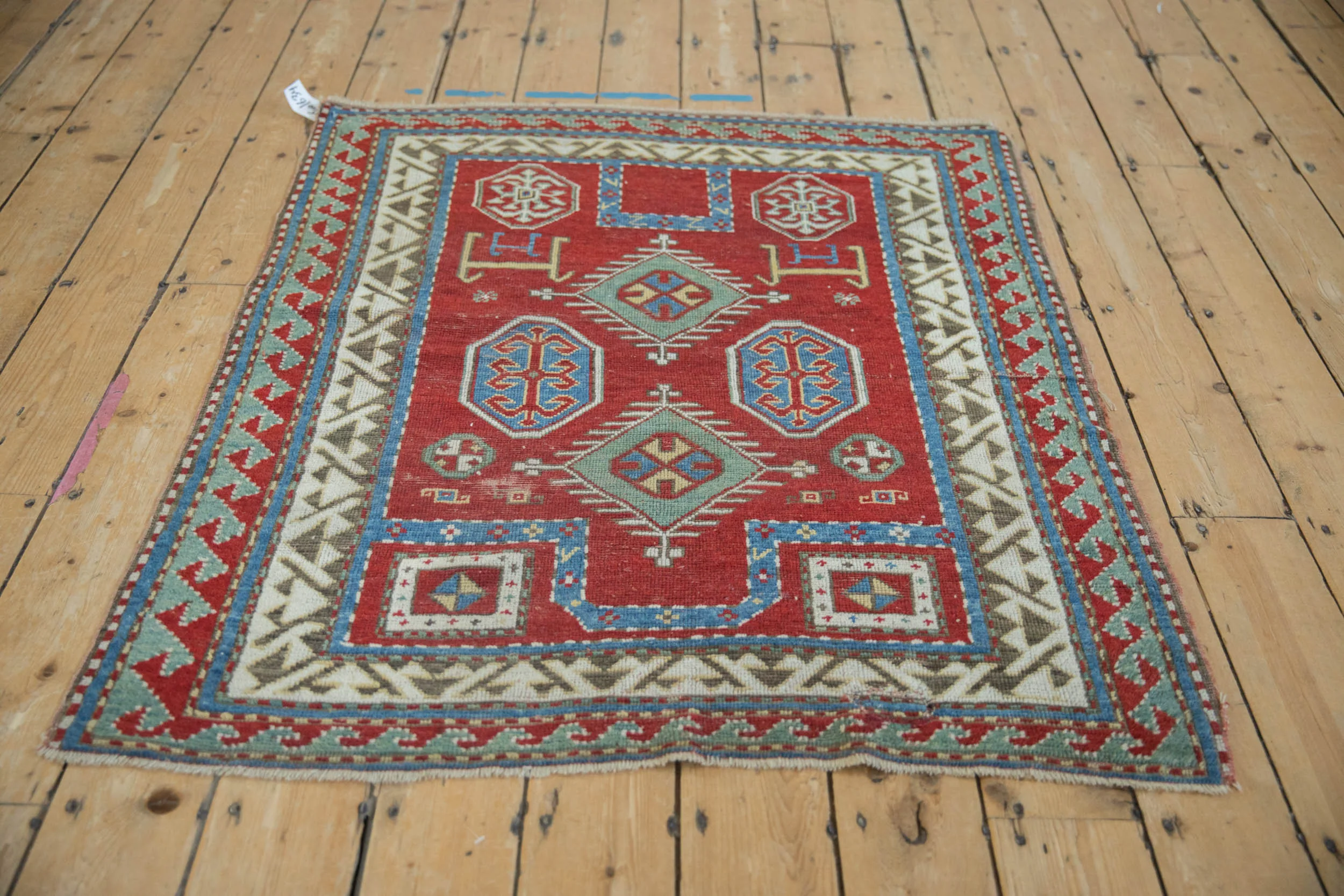 3.5x4.5 Antique Kazak Square Rug - Image 4