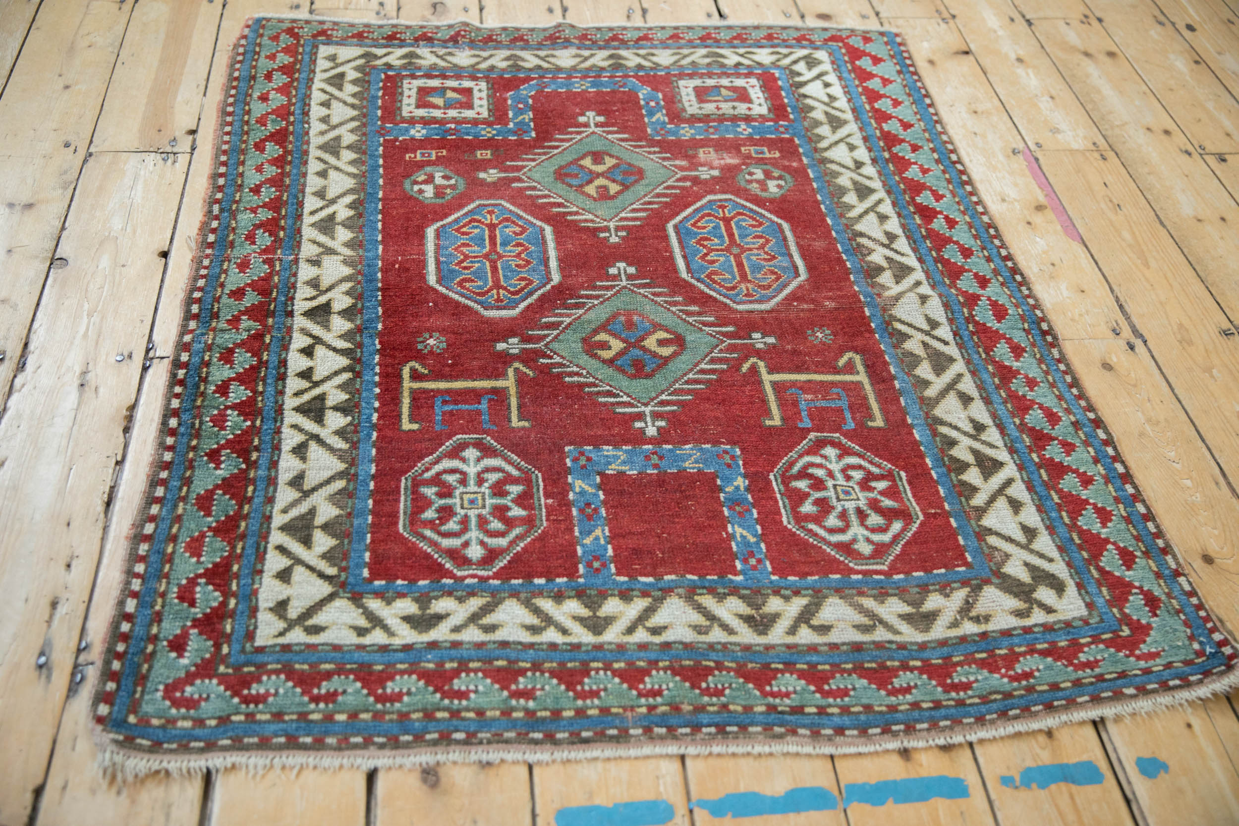 3.5x4.5 Antique Kazak Square Rug - Image 5