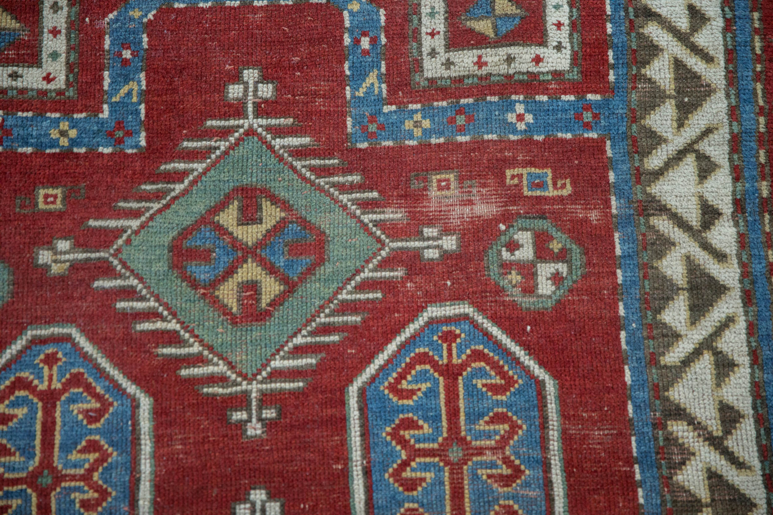 3.5x4.5 Antique Kazak Square Rug - Image 7