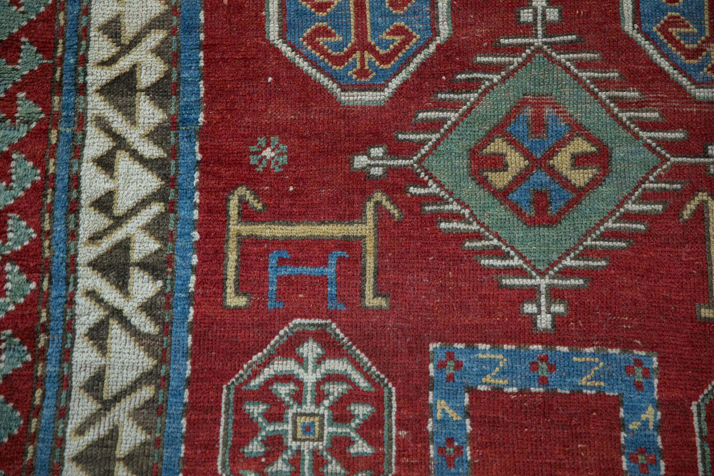 3.5x4.5 Antique Kazak Square Rug - Image 8