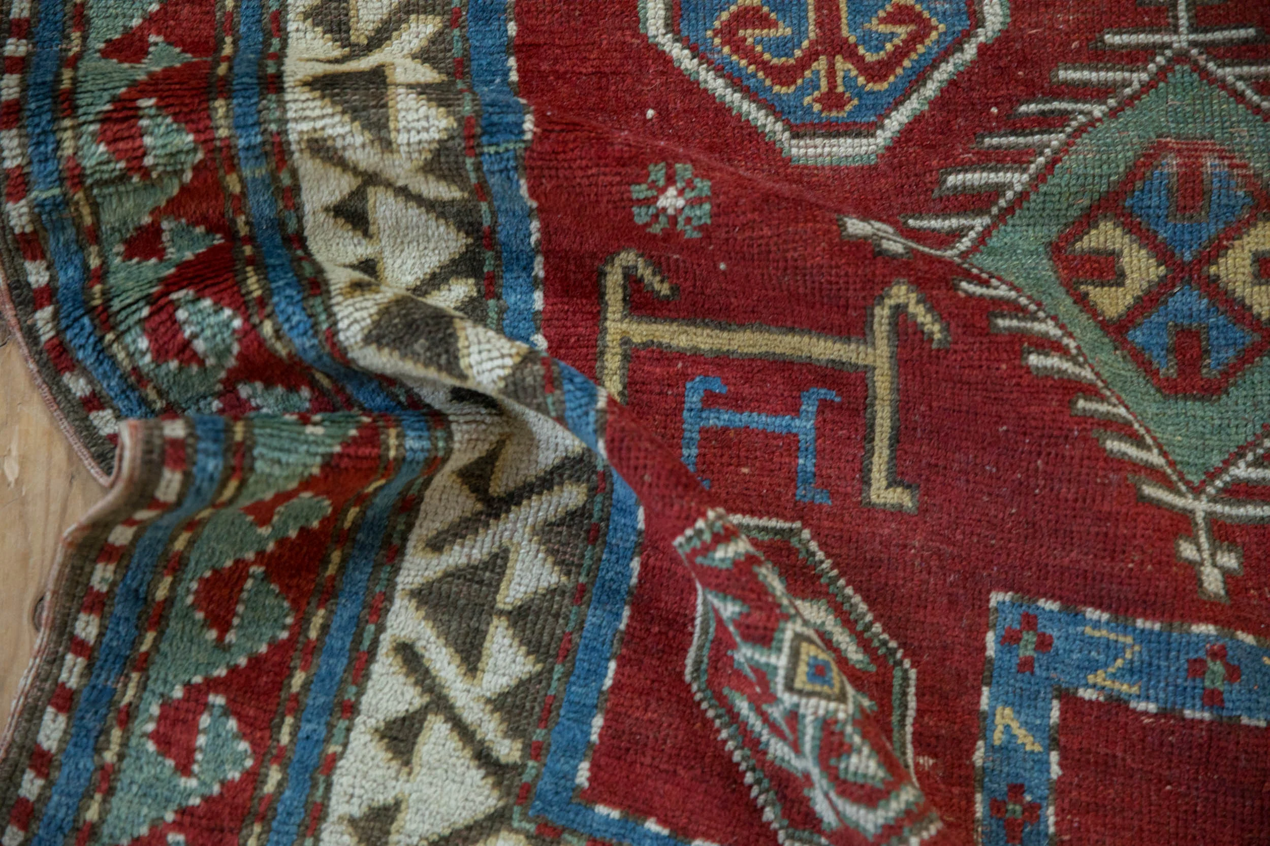3.5x4.5 Antique Kazak Square Rug - Image 9