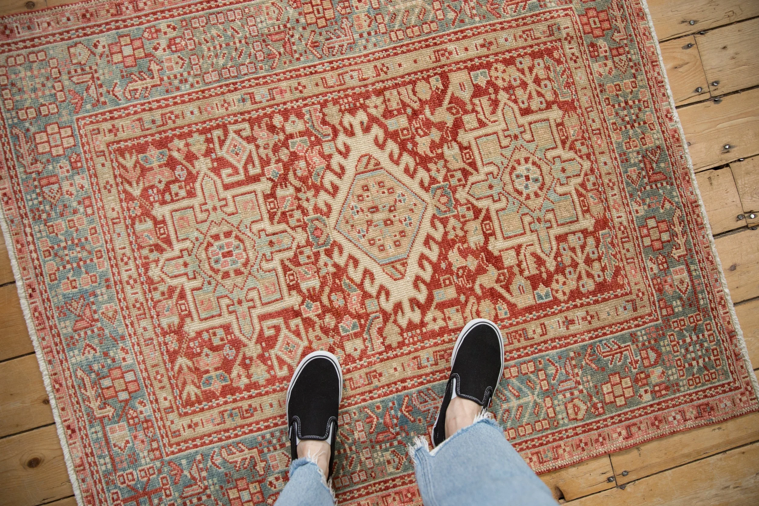 3.5x4.5 Vintage Distressed Karaja Square Rug - Image 2