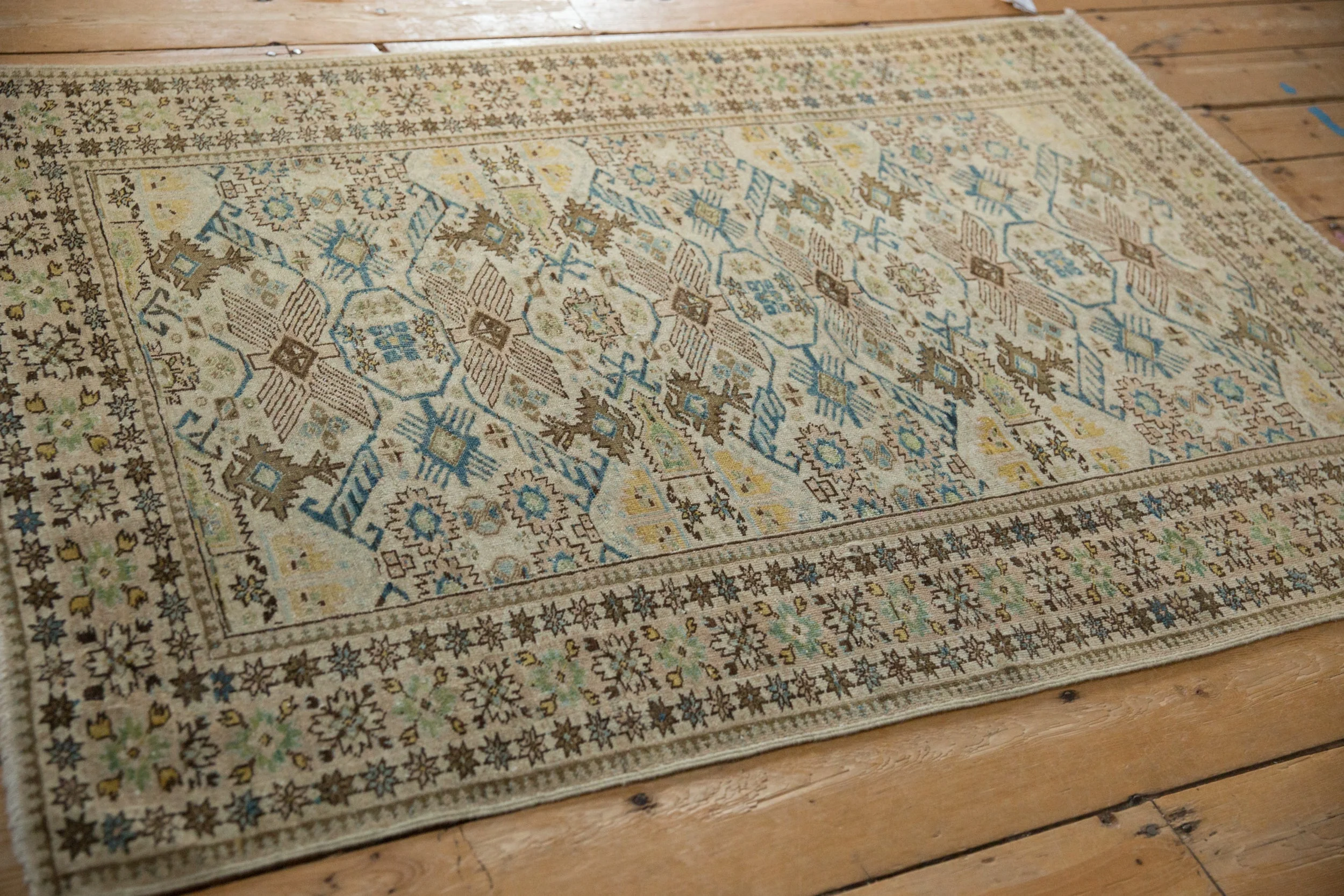 3.5x4.5 Vintage Distressed Tabriz Square Rug - Image 4