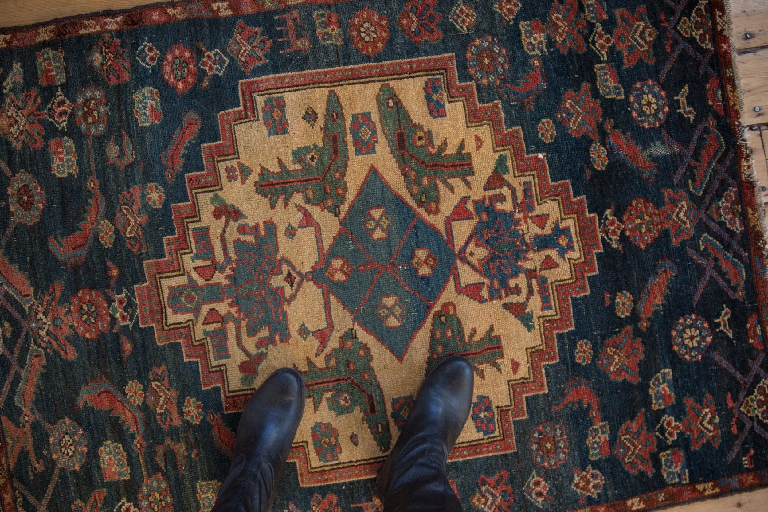 3.5x4.5 Vintage Fine Fragment Borchalou Square Rug - Image 2