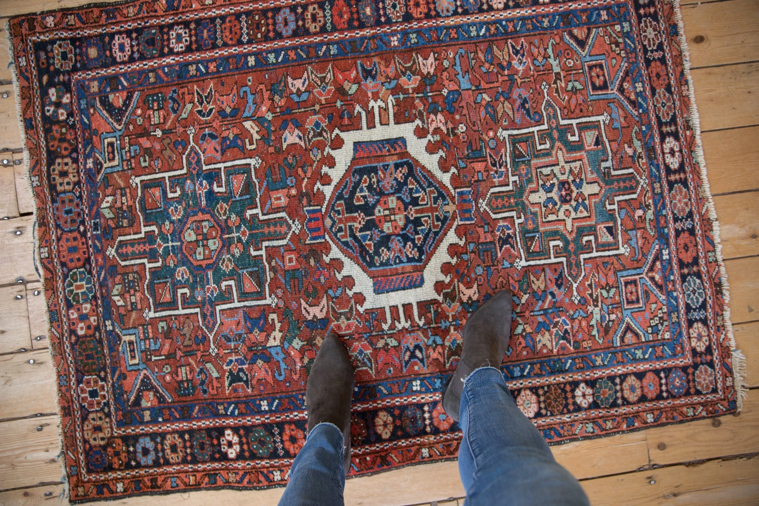 3.5x4.5 Vintage Karaja Square Rug - Image 2