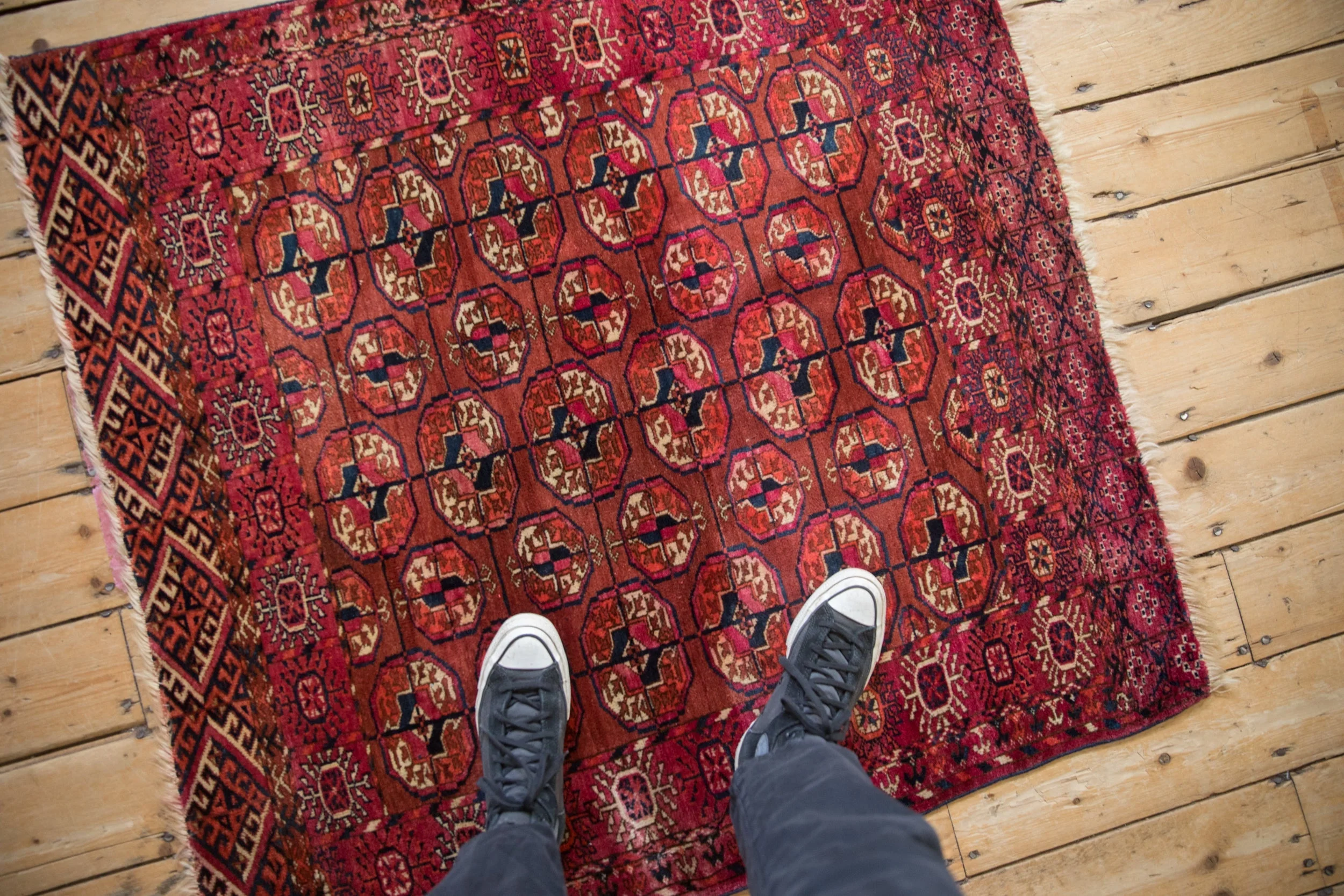 3.5x4 Antique Turkmen Square Rug - Image 2