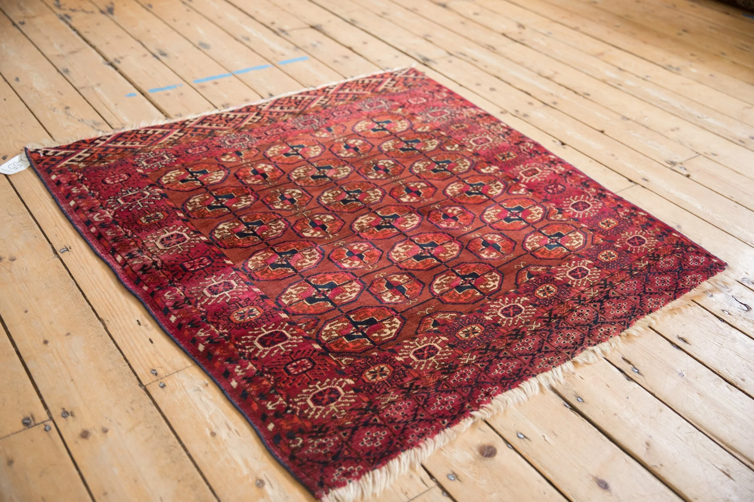 3.5x4 Antique Turkmen Square Rug - Image 4